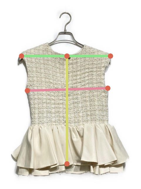 shellerシェリエ☆ダブルフリルツイードトップス白/ノースリーブ