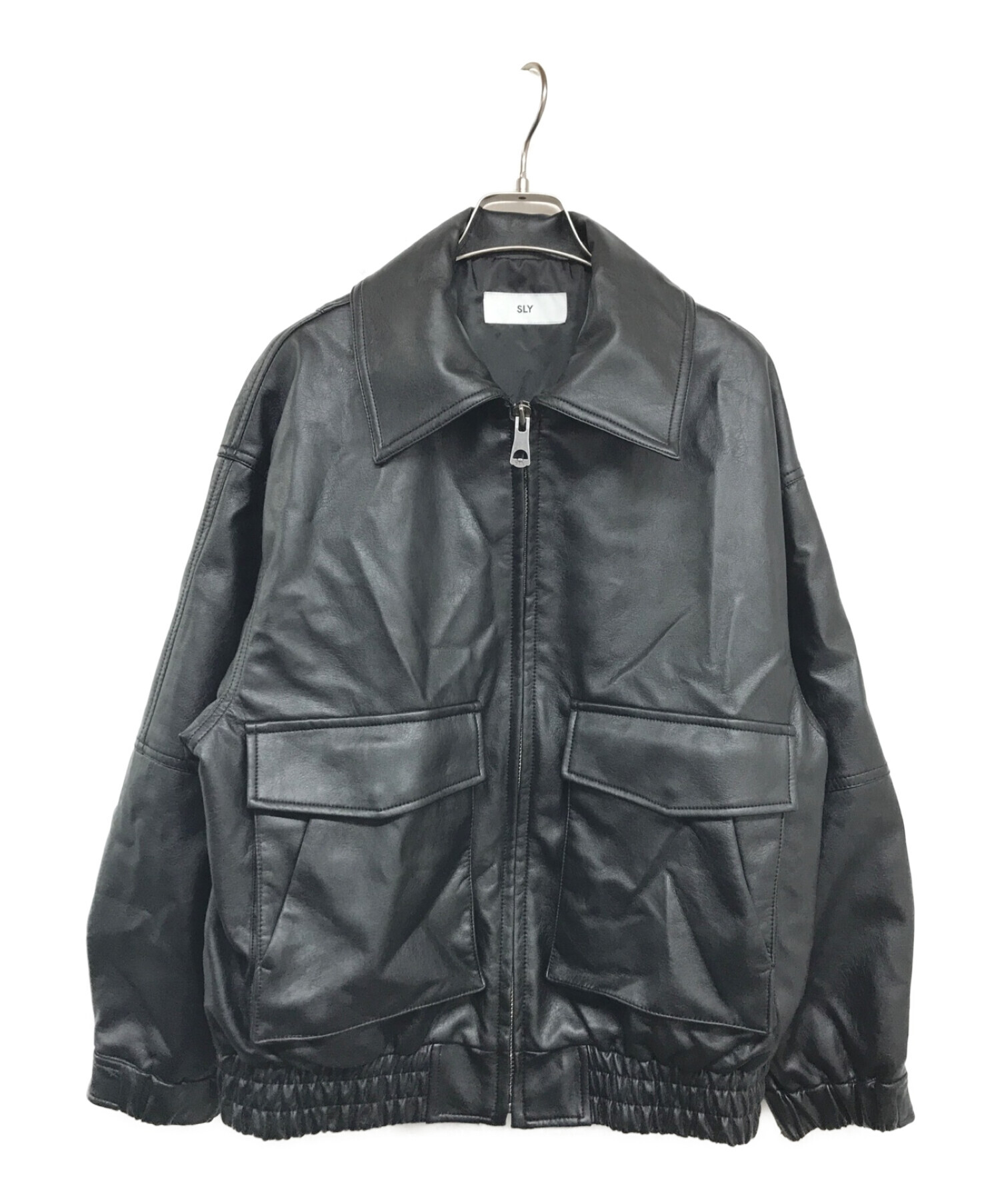 中古・古着通販】SLY (スライ) FAUX LEATHER ZIP UP ブルゾン ブラック 