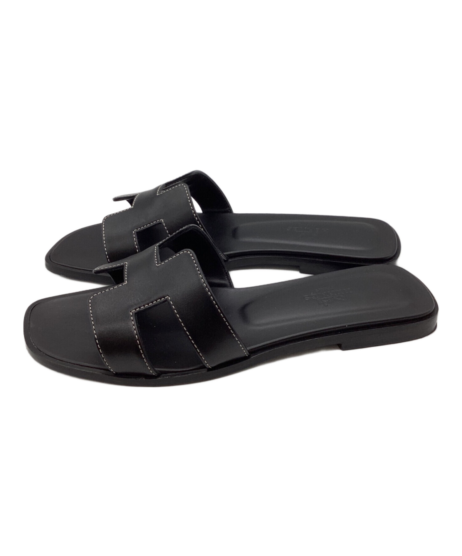 【美品】エルメス、オラン、37、ブラック、裏張り済み、ブラックライト確認済み 美品】エルメス、オラン、37、ブラック、裏張り済み、ブラックライト