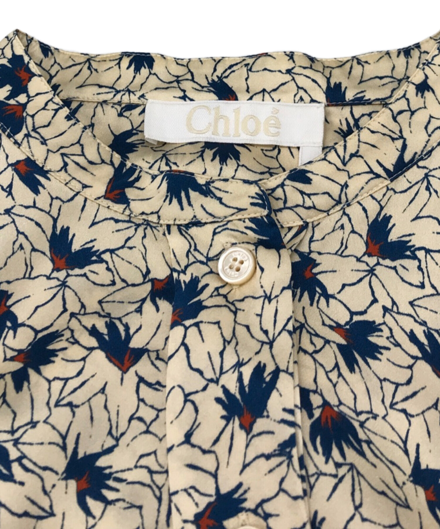 Chloe クロエ 半袖 シルク シフォン 変形 シャツ ブラウス 34
