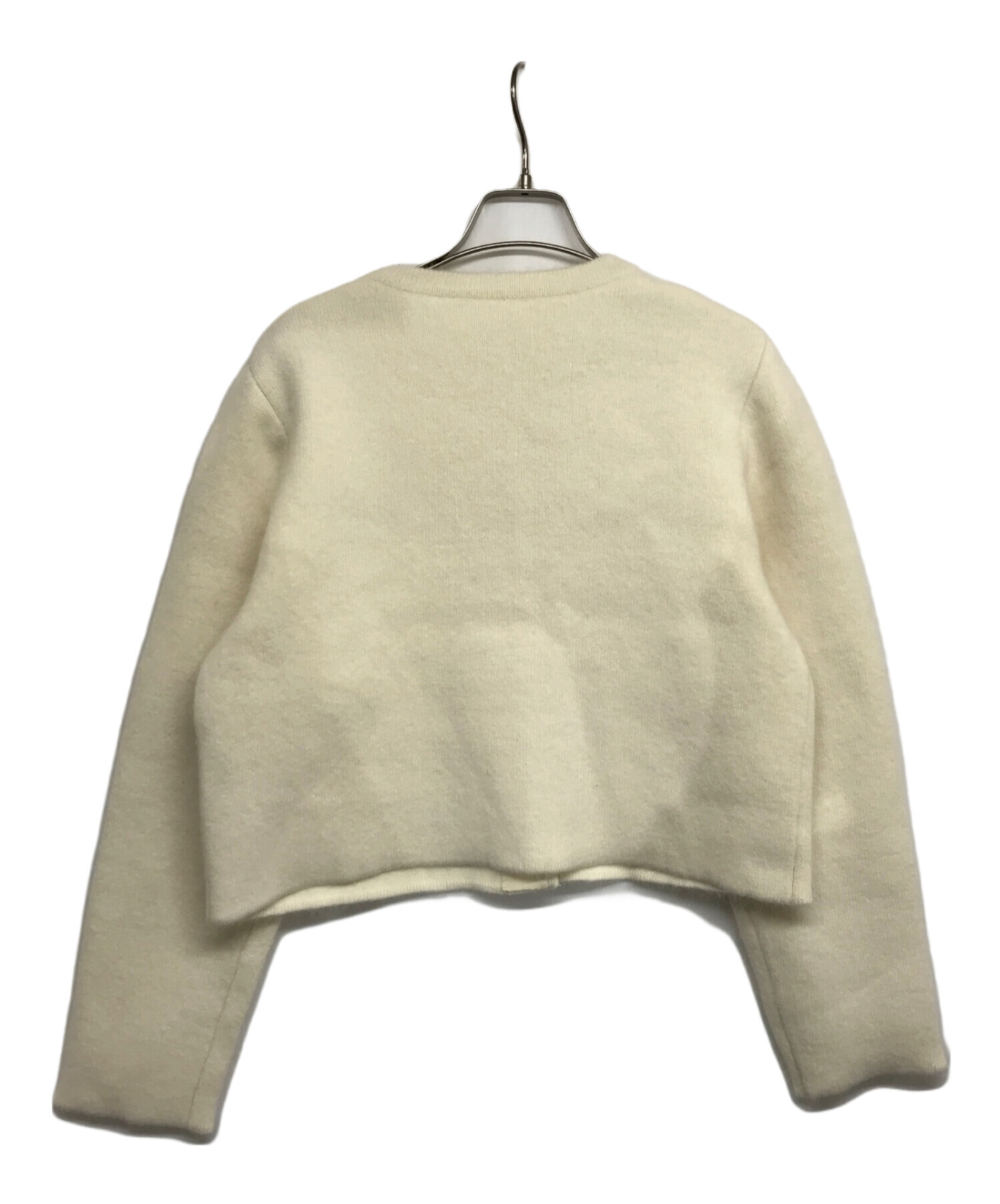 anuans ラクーンブレンドノーカラーニットジャケット グレー