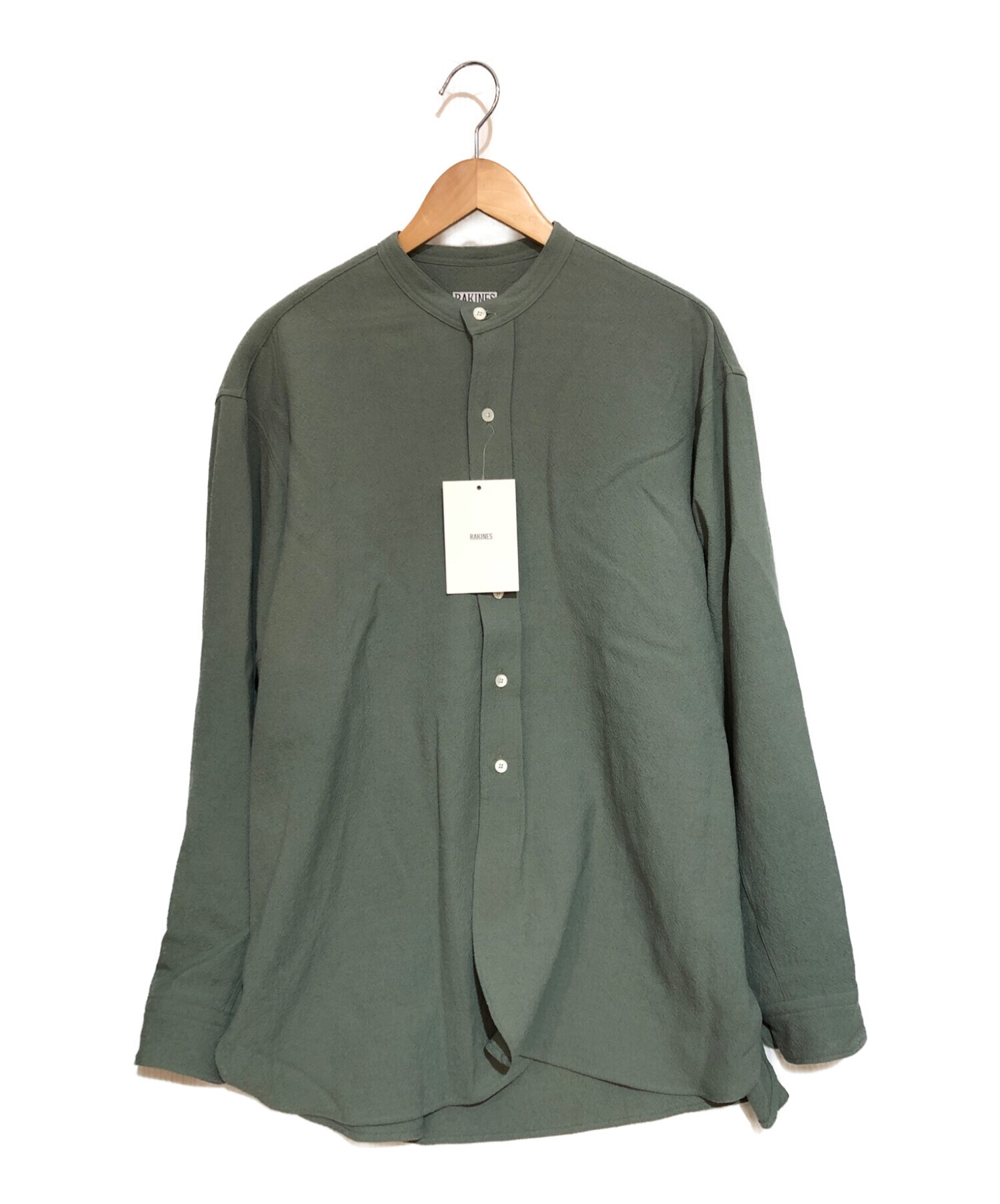 RAKINES (ラキネス) 21AW Rigid washer tropical Band collar shirt バンドカラーシャツ グリーン  サイズ:2 未使用品