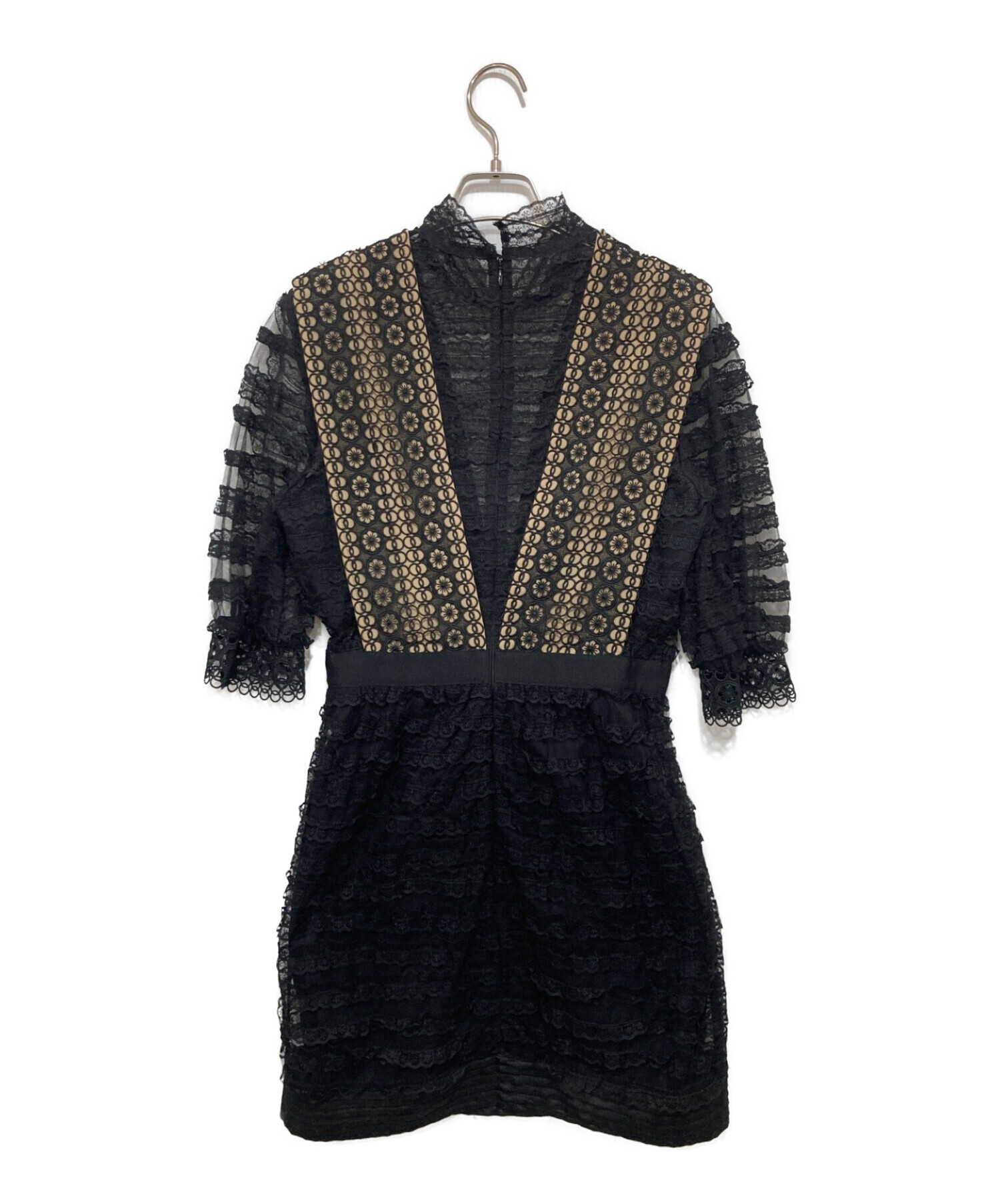 ま*い様 セルフポートレイト ワンピース レース 黒 UK6 未使用 Cord SELF-PORTRAIT 黒いレースワンピース