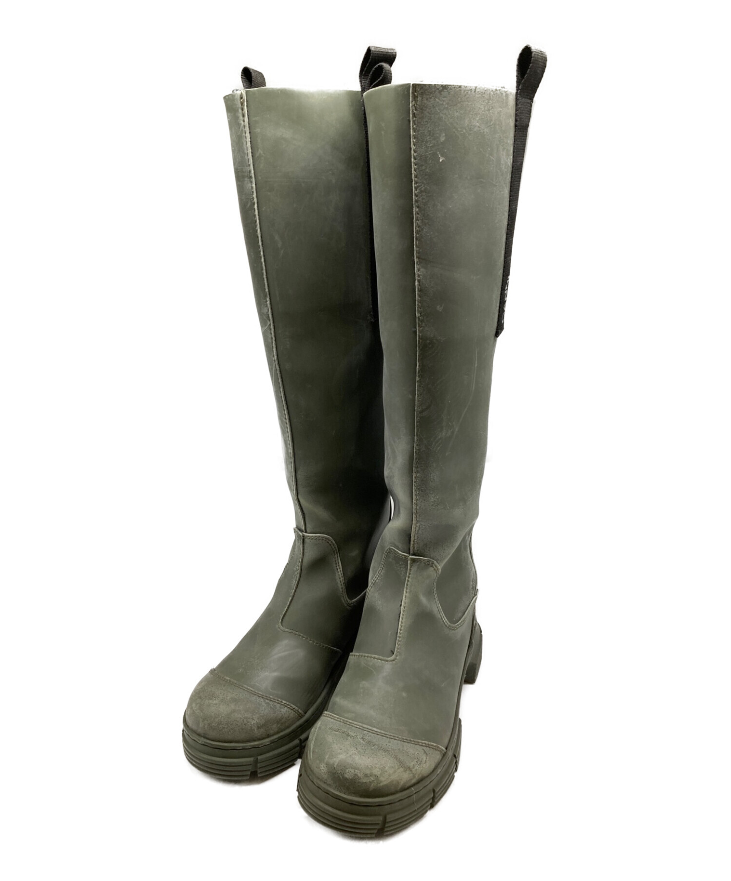 ri___•*¨*•.¸♬︎ 新品未使用 GANNI ラバーブーツ GANNI リサイクルラバーブーツ38