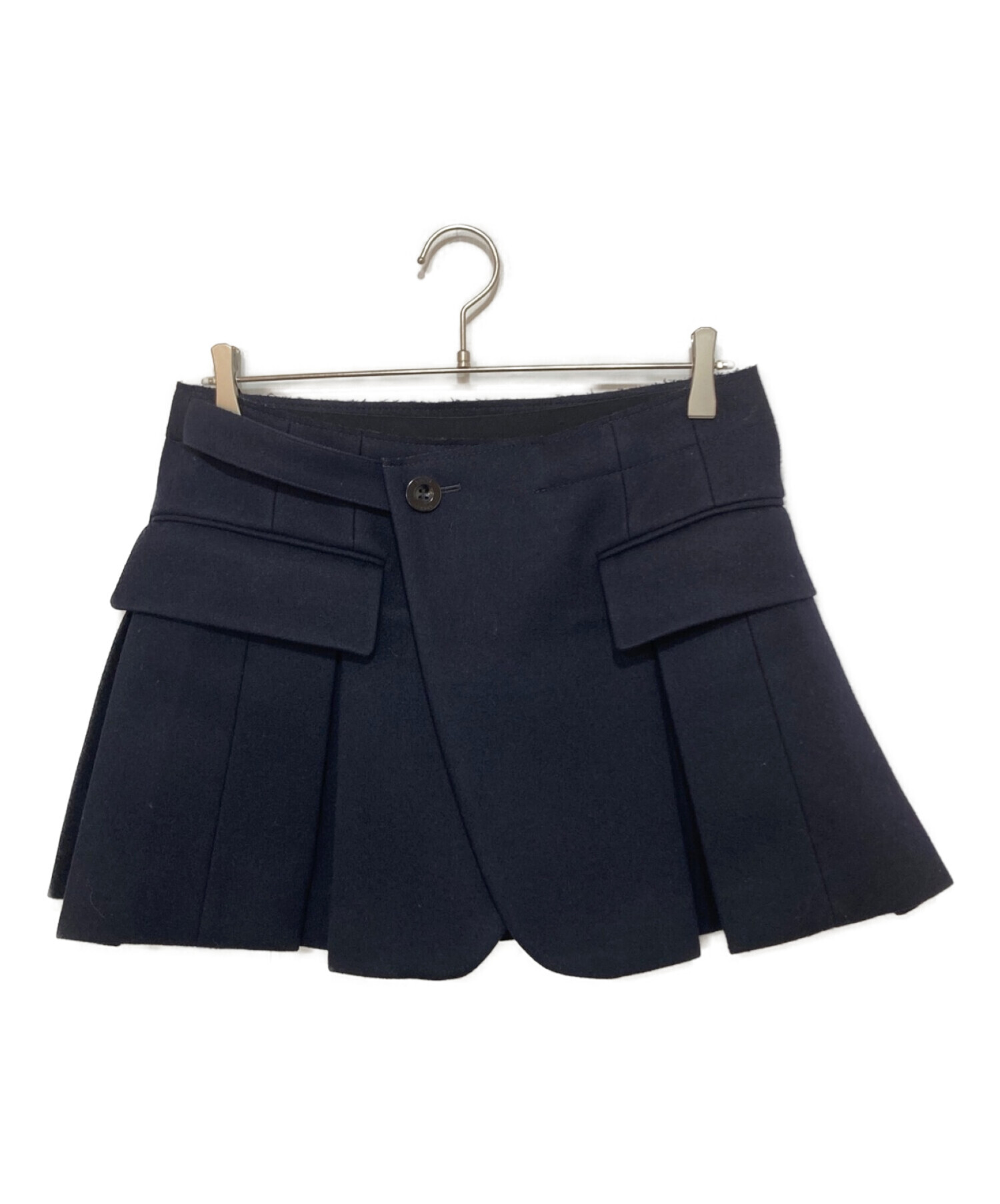 中古・古着通販】sacai (サカイ) ウールスカートパンツ ネイビー 