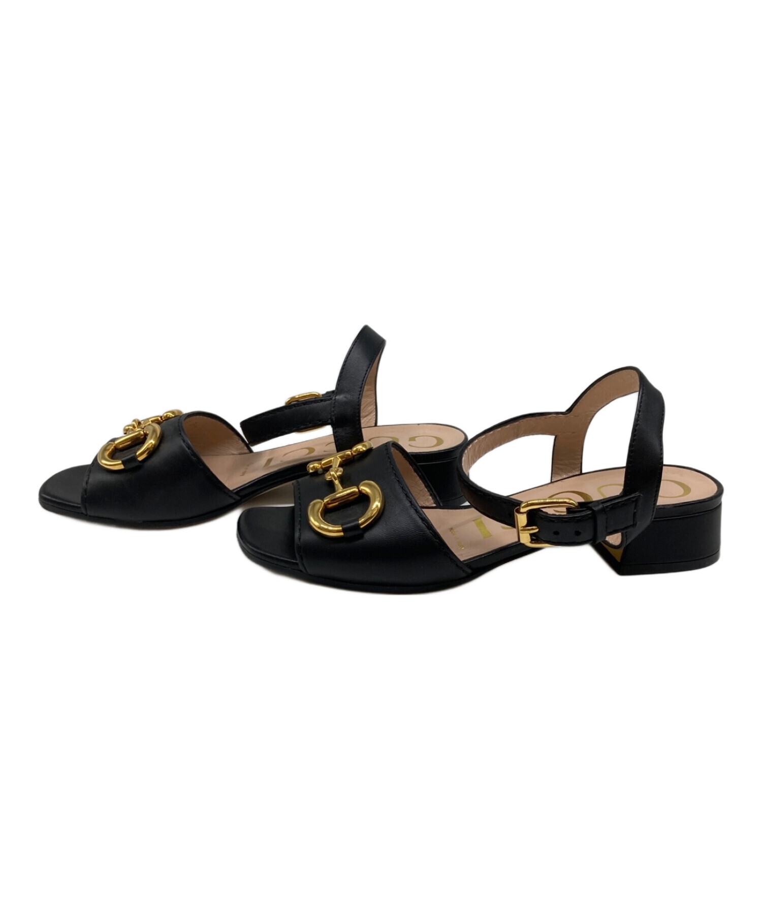 中古・古着通販】GUCCI (グッチ) ホースビット付きサンダル ブラック 