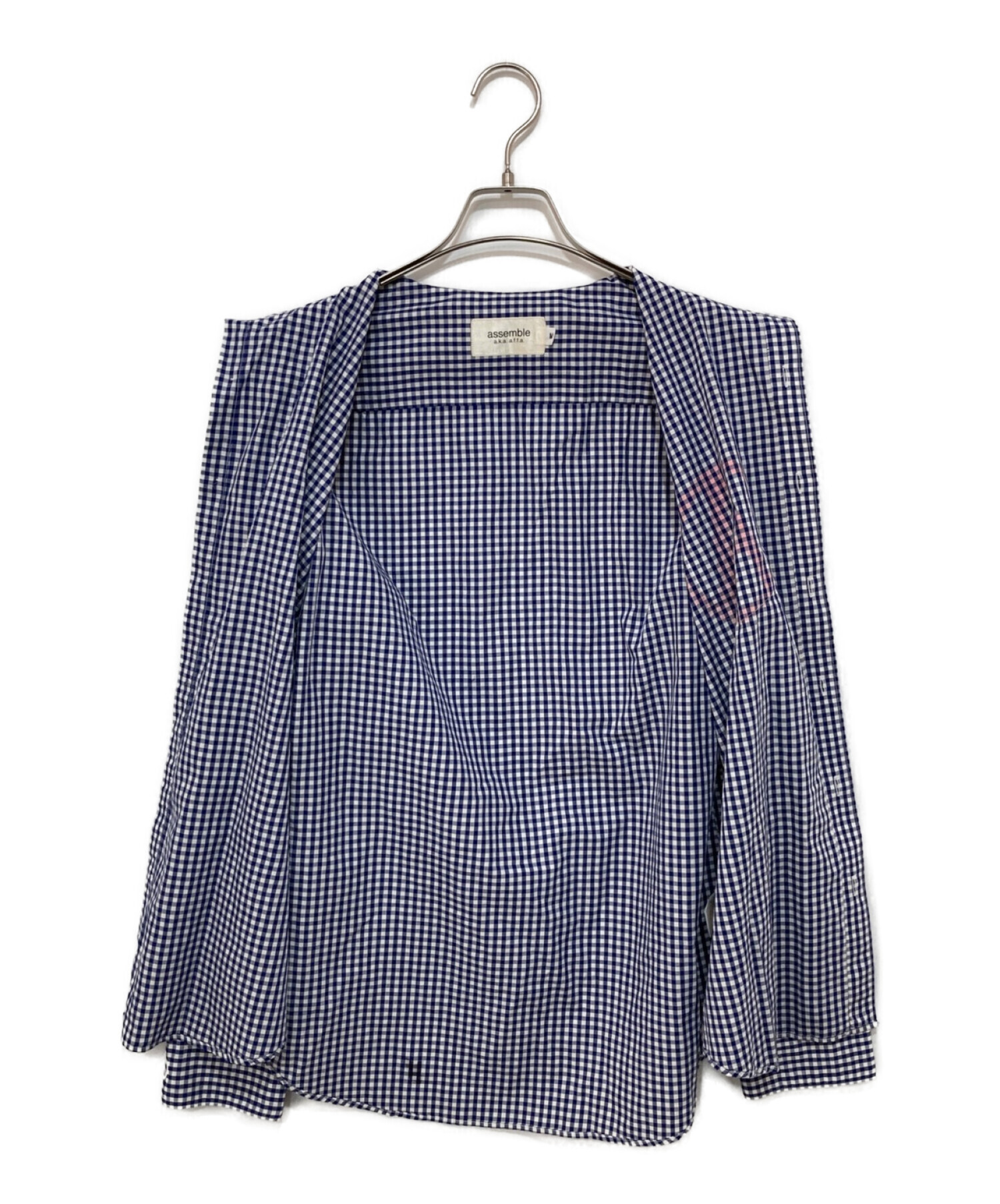 assemble AFFA ギンガムチェック ボタンダウン シャツ L 青 白 メンズ