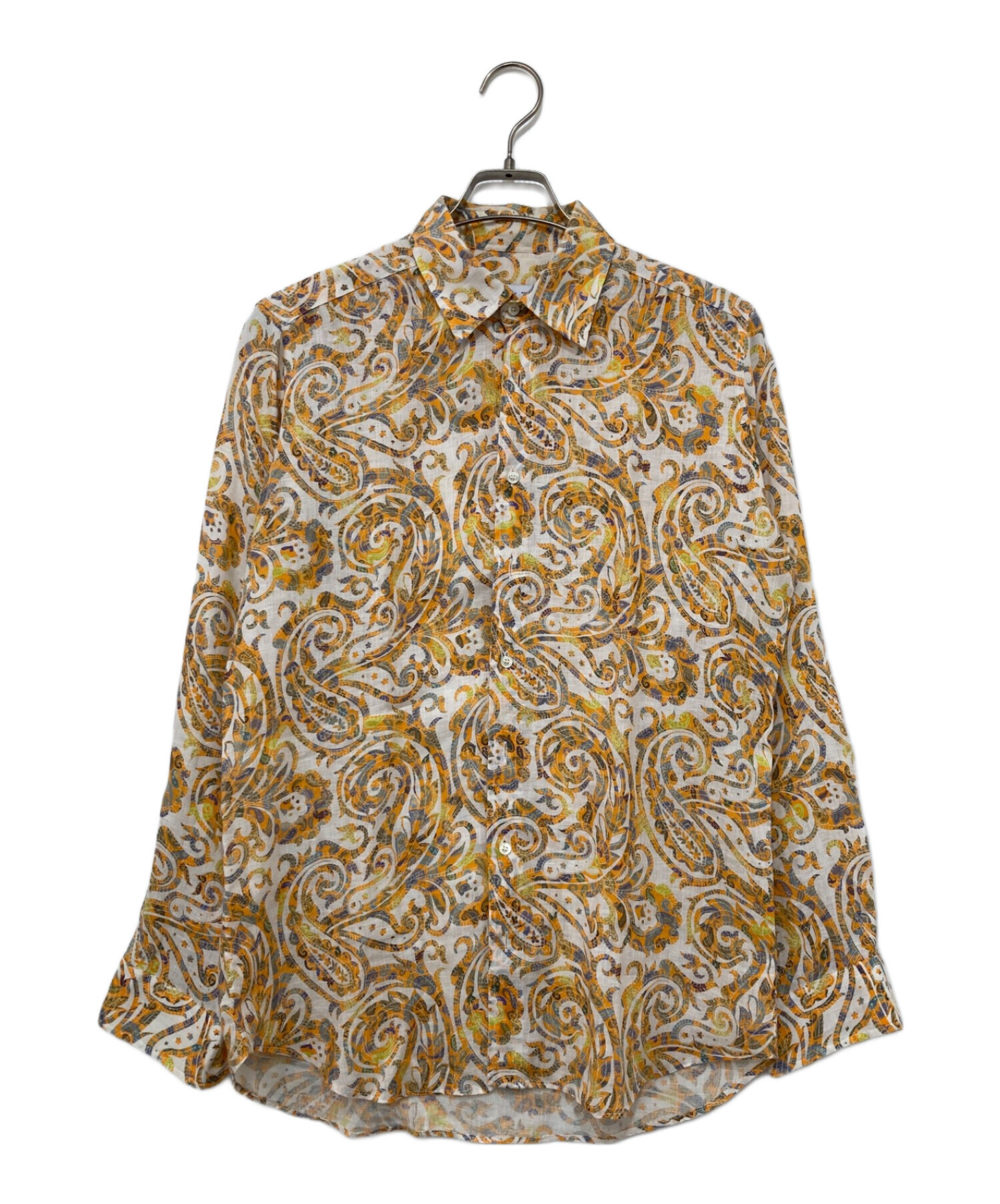 中古・古着通販】ETRO (エトロ) リネンペイズリー柄シャツ オレンジ 