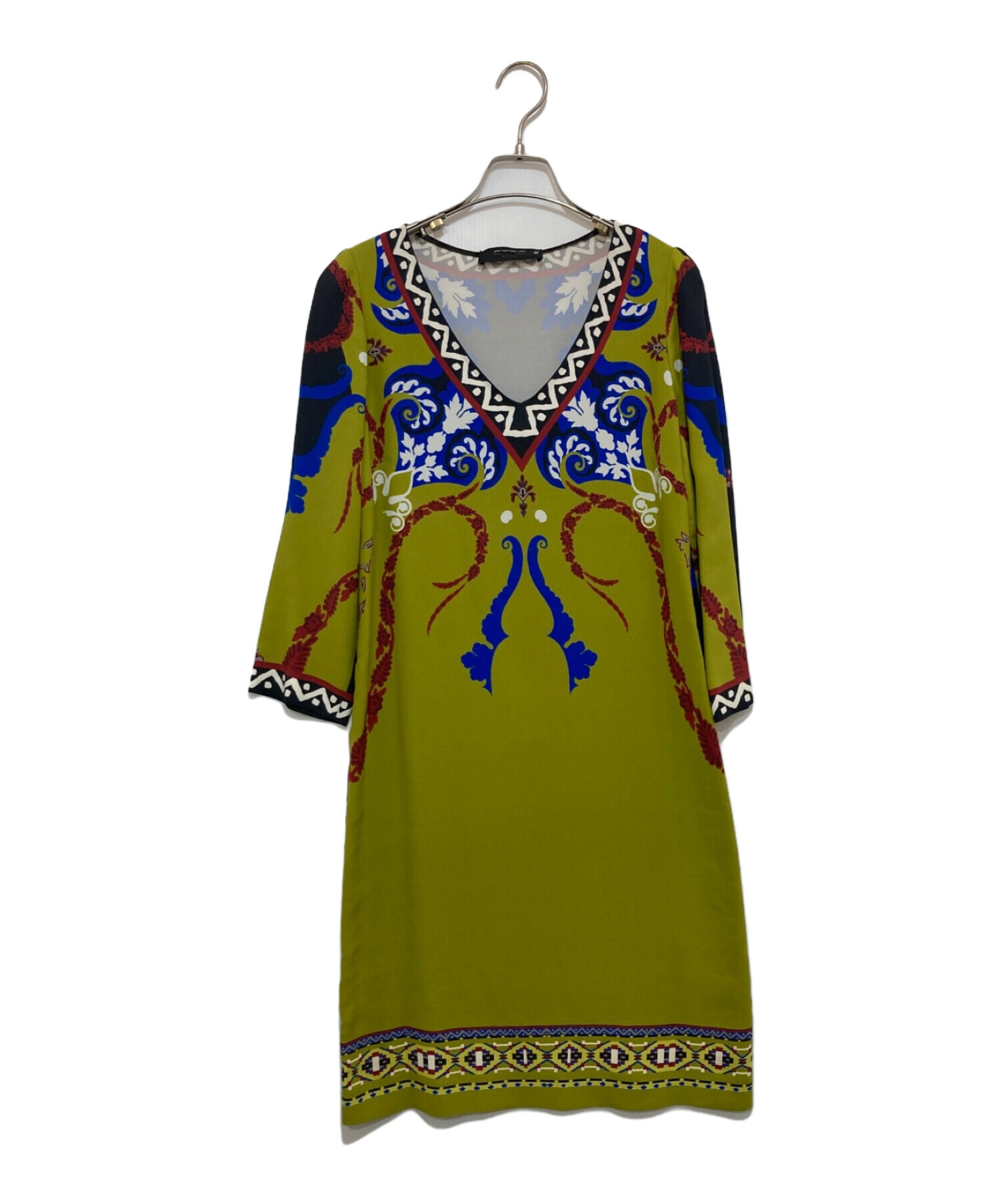 中古・古着通販】ETRO (エトロ) 総柄ワンピース グリーン サイズ:40  