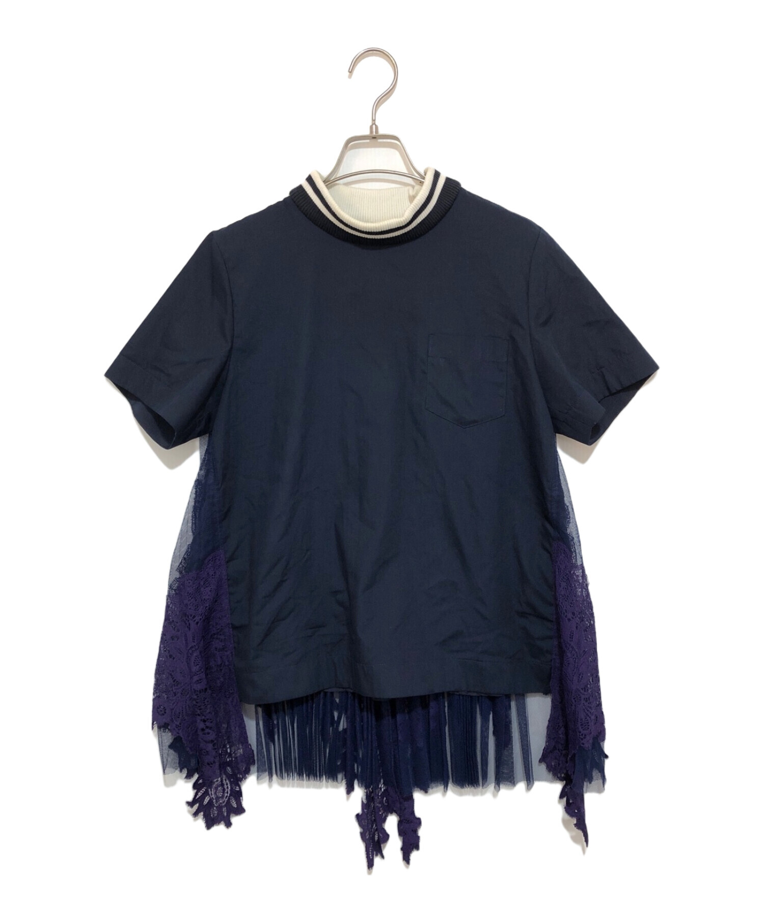 中古・古着通販】sacai (サカイ) バックレースシャツ ネイビー サイズ 