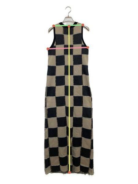 中古・古着通販】AMERI (アメリ) BLOCK CHECK JACQUARD DRESS ベージュ  