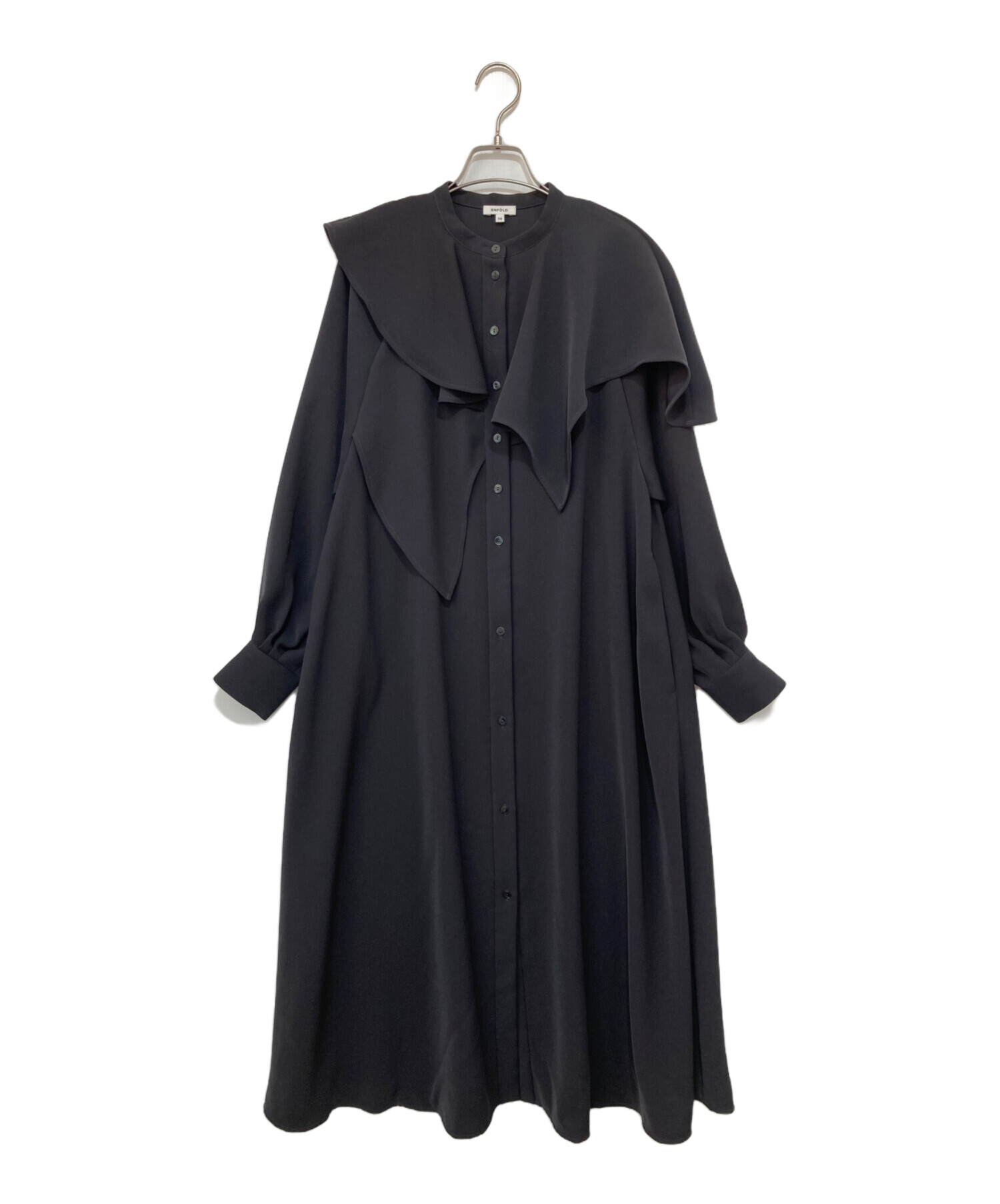 中古・古着通販】ENFOLD (エンフォルド) NECK-LAYERED DRESS ネイビー  