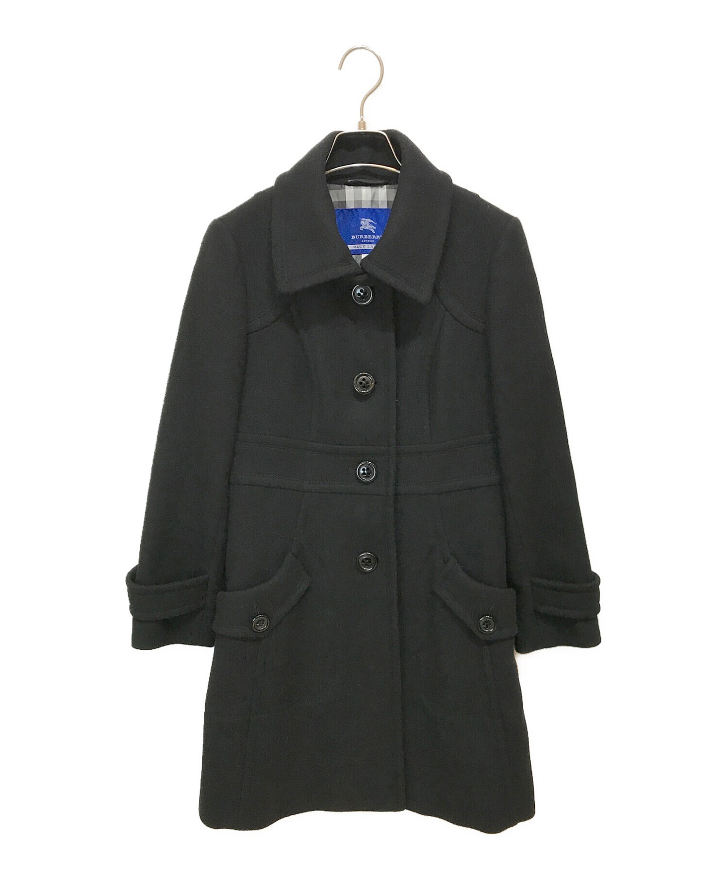 Lサイズ　バーバリーブルーレーベル　アンゴラ　コート　ブラック　40 バーバリーブルーレーベル コート 40 ネイビー BURBERRY BLUE LABEL