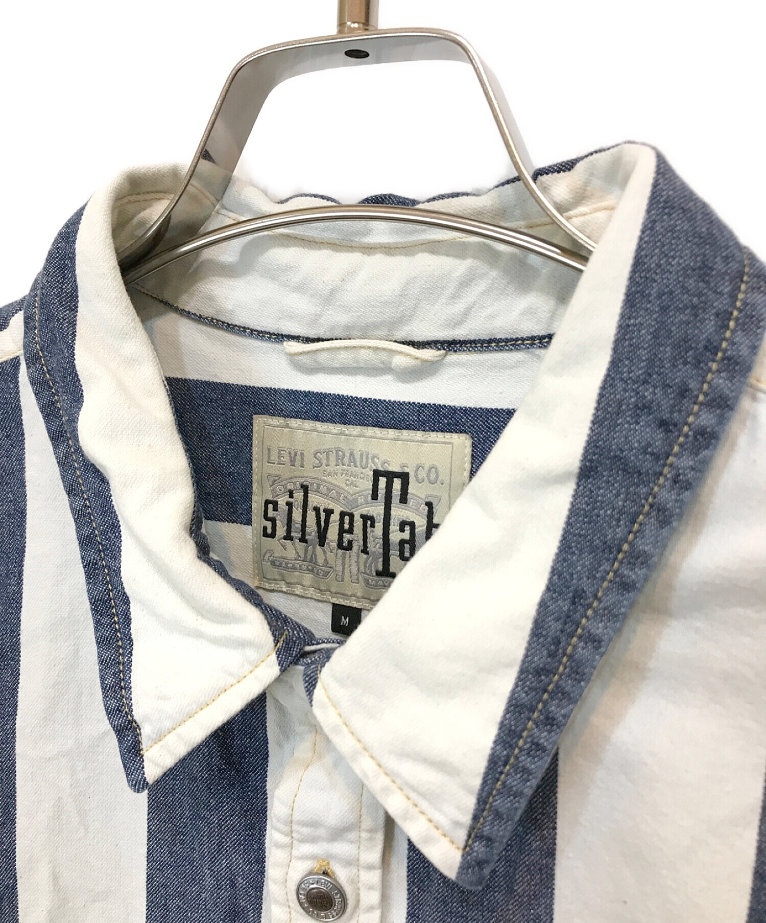 LEVI'S Silver Tab (リーバイス シルバータブ) ストライプシャツ ホワイト×ブルー サイズ:M