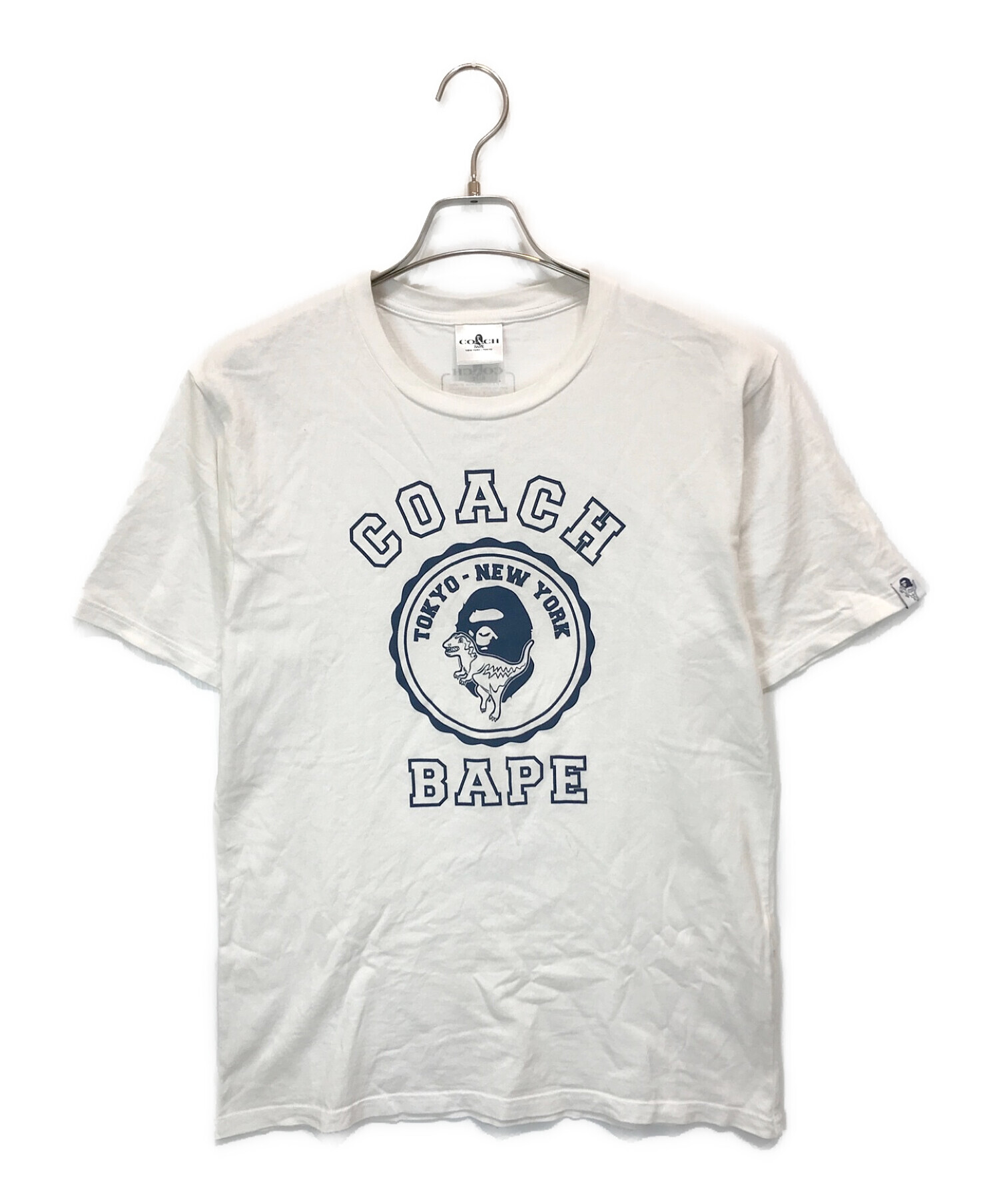 A BATHING APE (ア ベイシング エイプ) COACH (コーチ) カレッジプリントTシャツ ホワイト サイズ:L