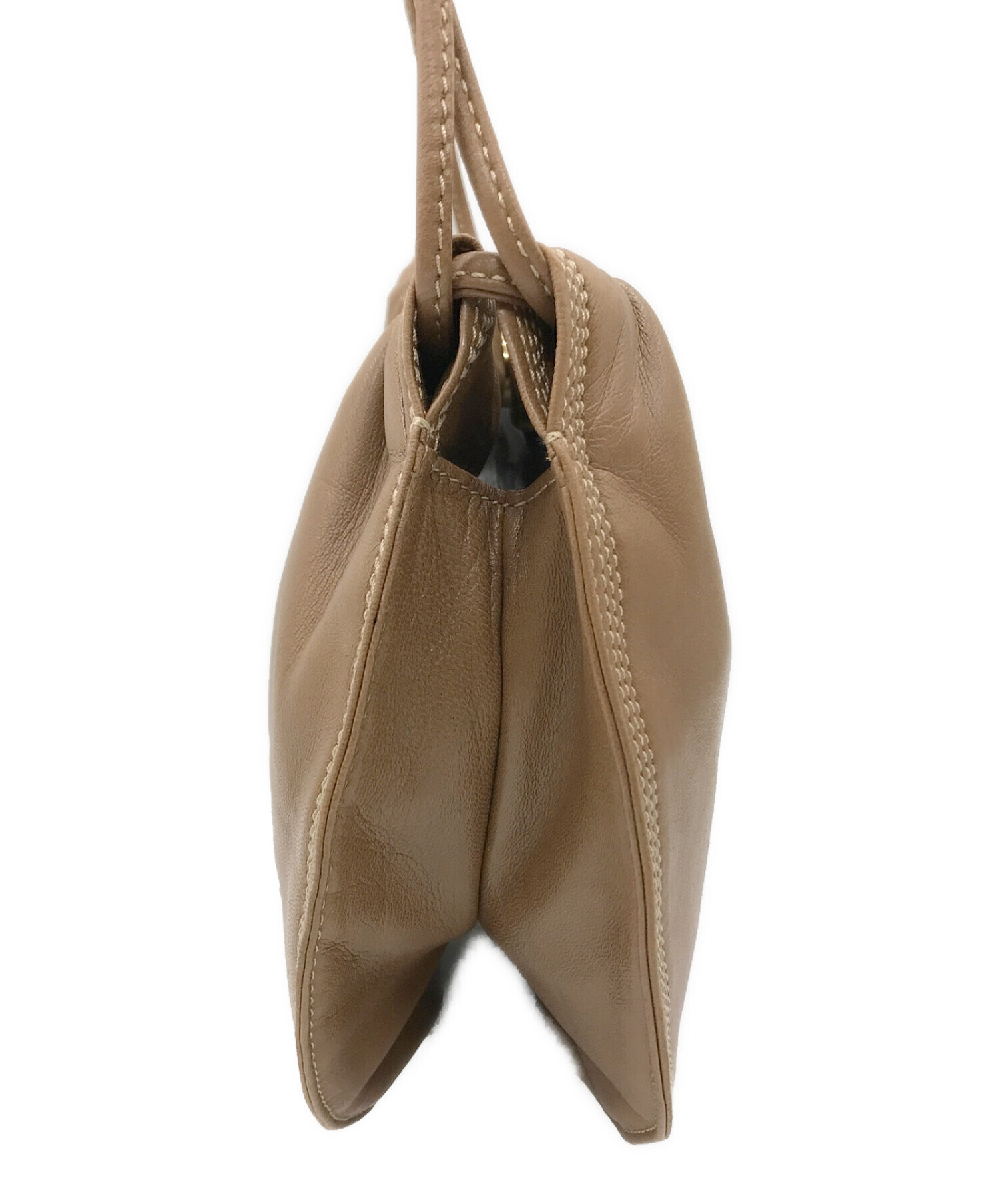 ロエベ巾着型ミニトートバッグハンドバッグナッパレザーブラウン