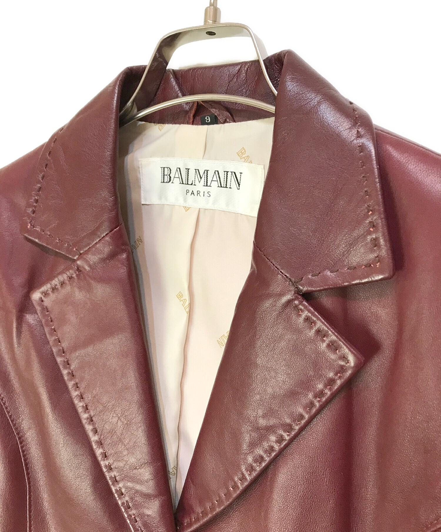 BALMAIN (バルマン) レザージャケット ショッキングピンク サイズ:9