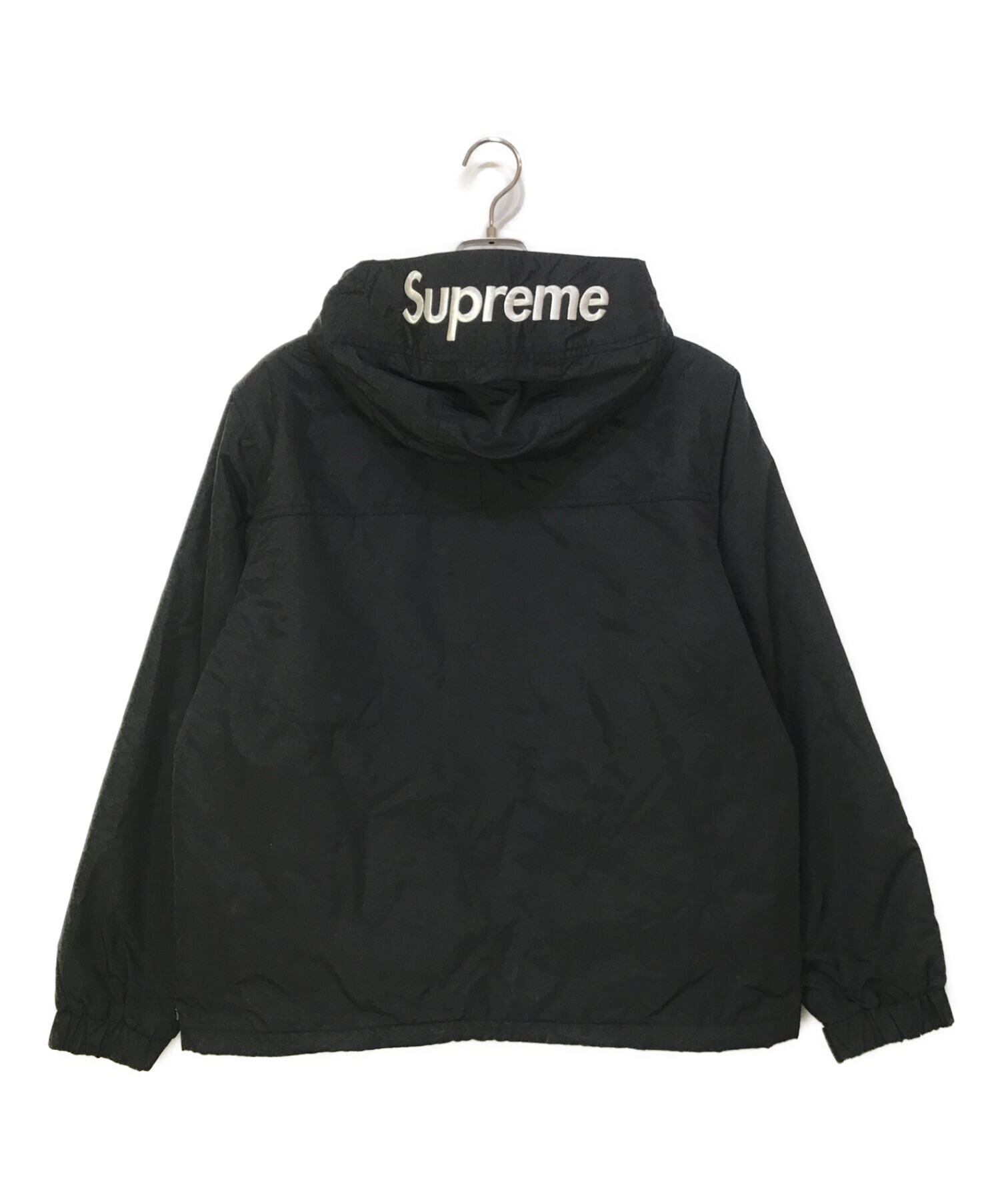 SUPREME (シュプリーム) Hooded Logo Half Zip Pullover ブラック サイズ:M