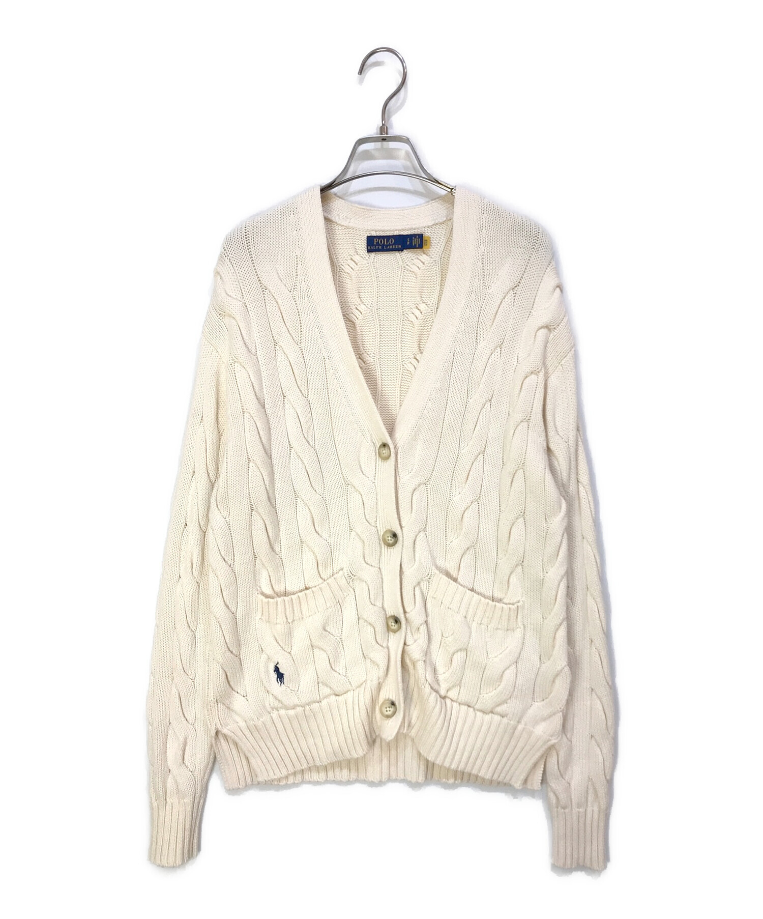 ポロラルフローレン)アイボリー ケーブルニットカーディガン Polo Ralph Lauren ケーブルニット カーディガン アイボリー