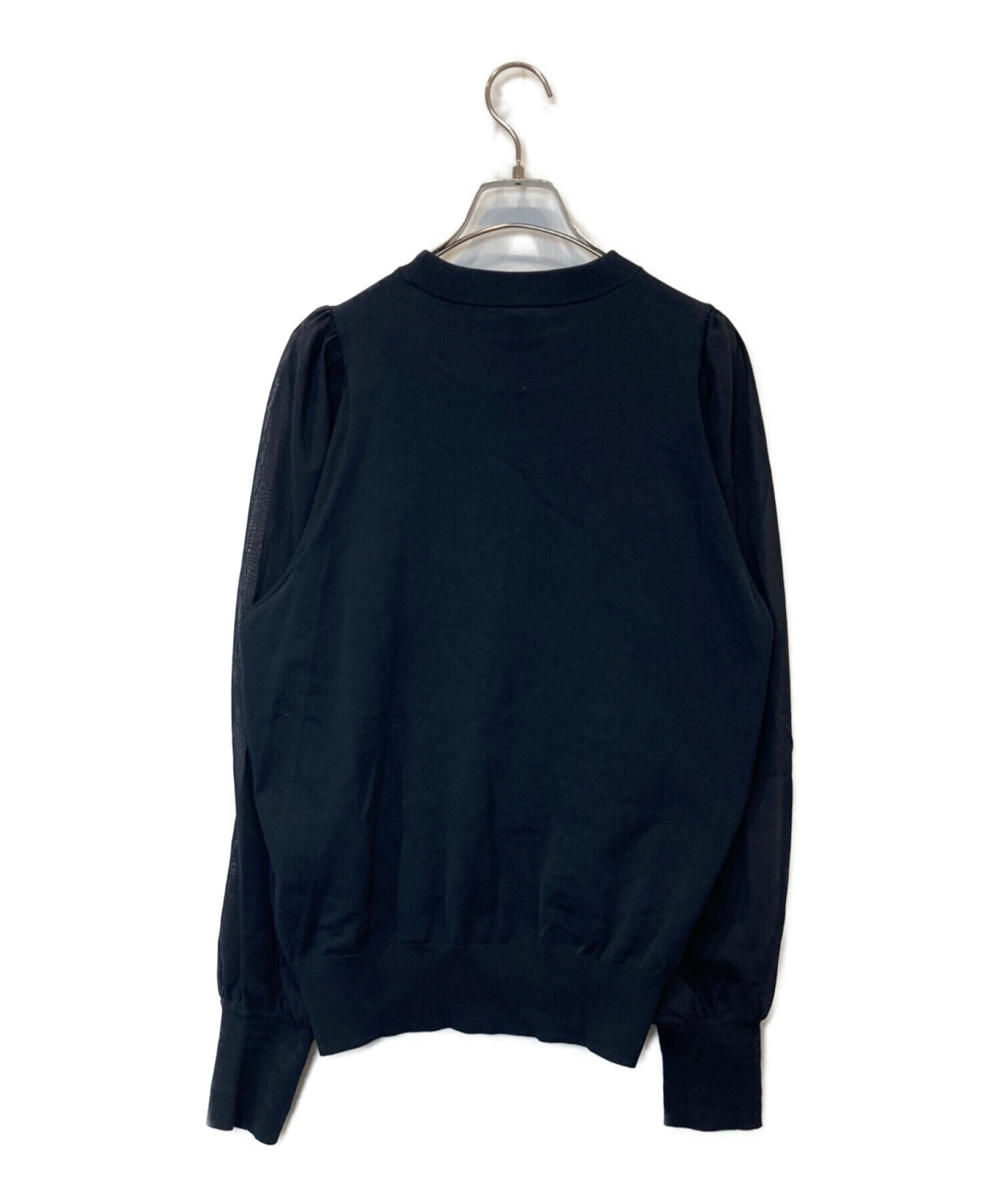 中古・古着通販】HYKE (ハイク) CREW NECK SWEATER WITH SHEER SLEEVES 