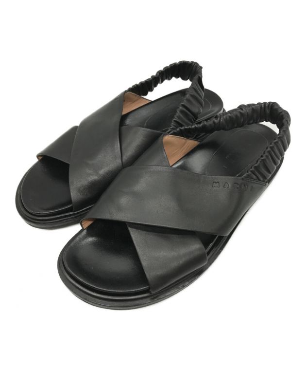 中古・古着通販】MARNI (マルニ) レザーサンダル ブラック サイズ:38 