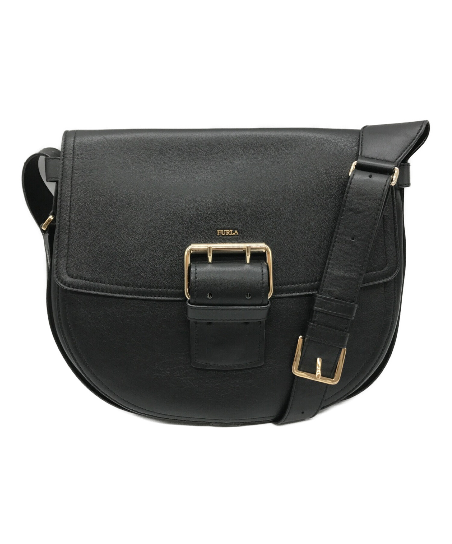 中古・古着通販】FURLA (フルラ) レザーショルダーバッグ ブラック 