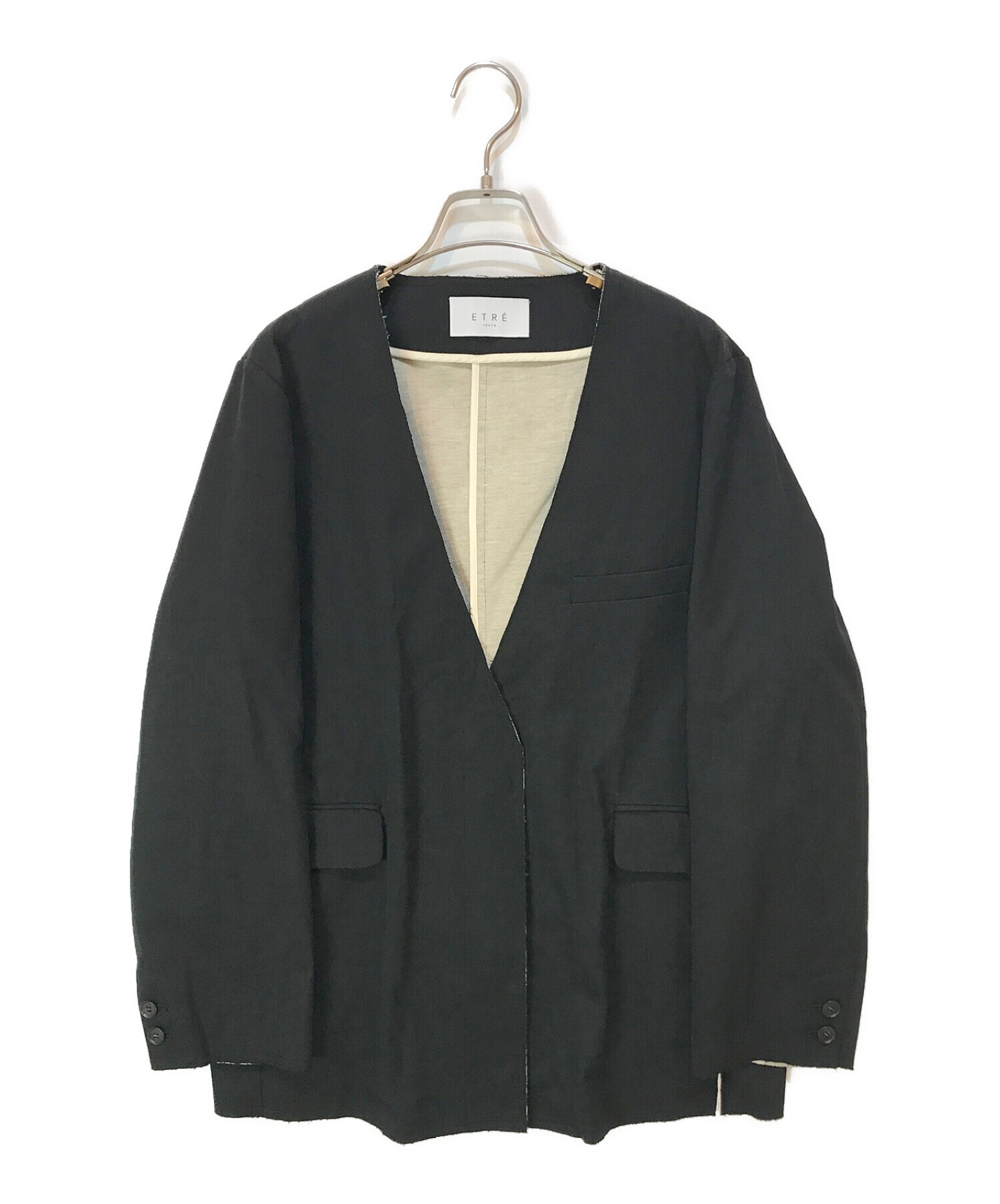 中古・古着通販】ETRE (エトレ) ボンディングノーカラージャケット 