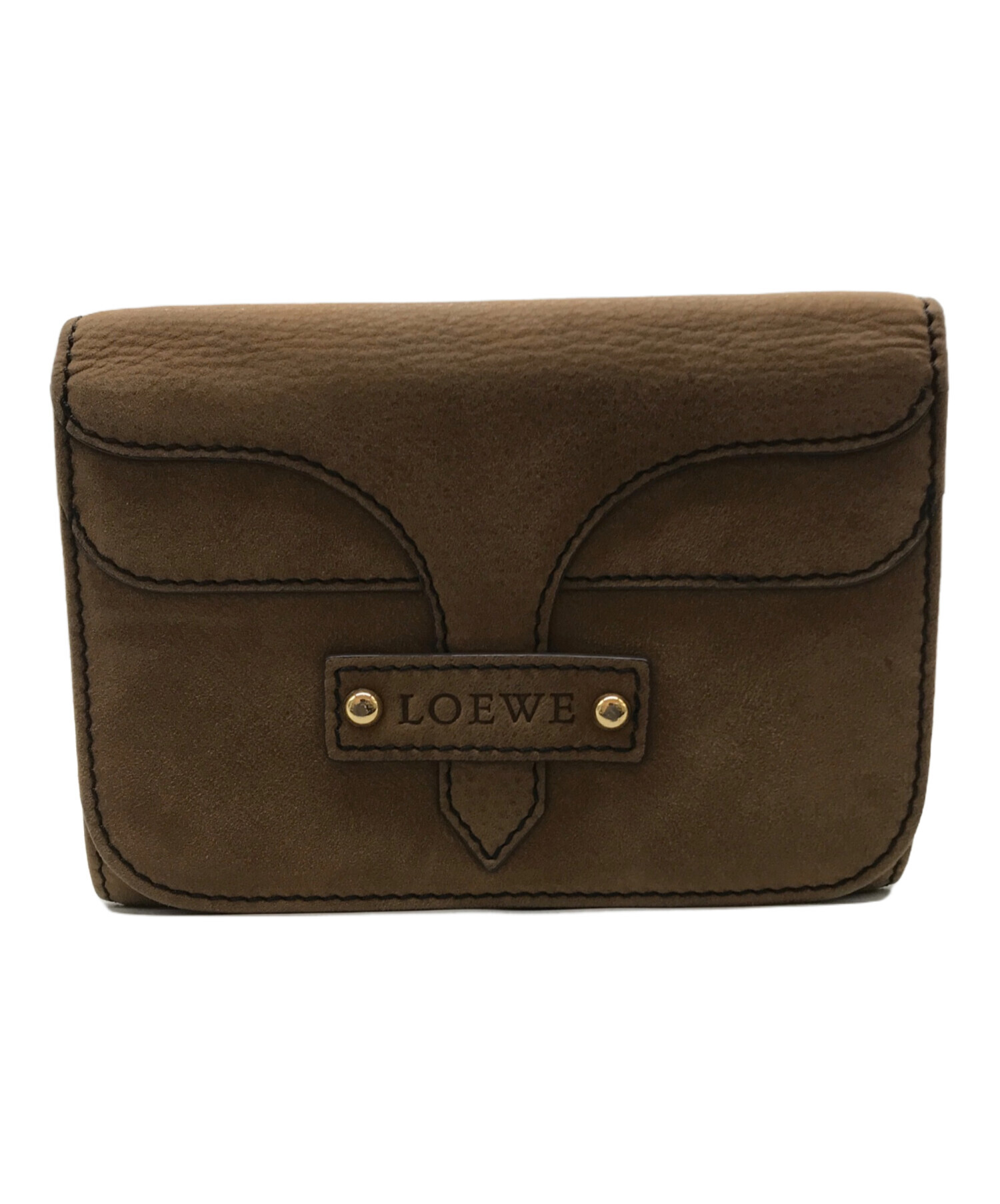 LOEWE ブラウン 三つ折り財布 収納袋付き LOEWE 三つ折り財布 ブラウン レザー 収納袋付き