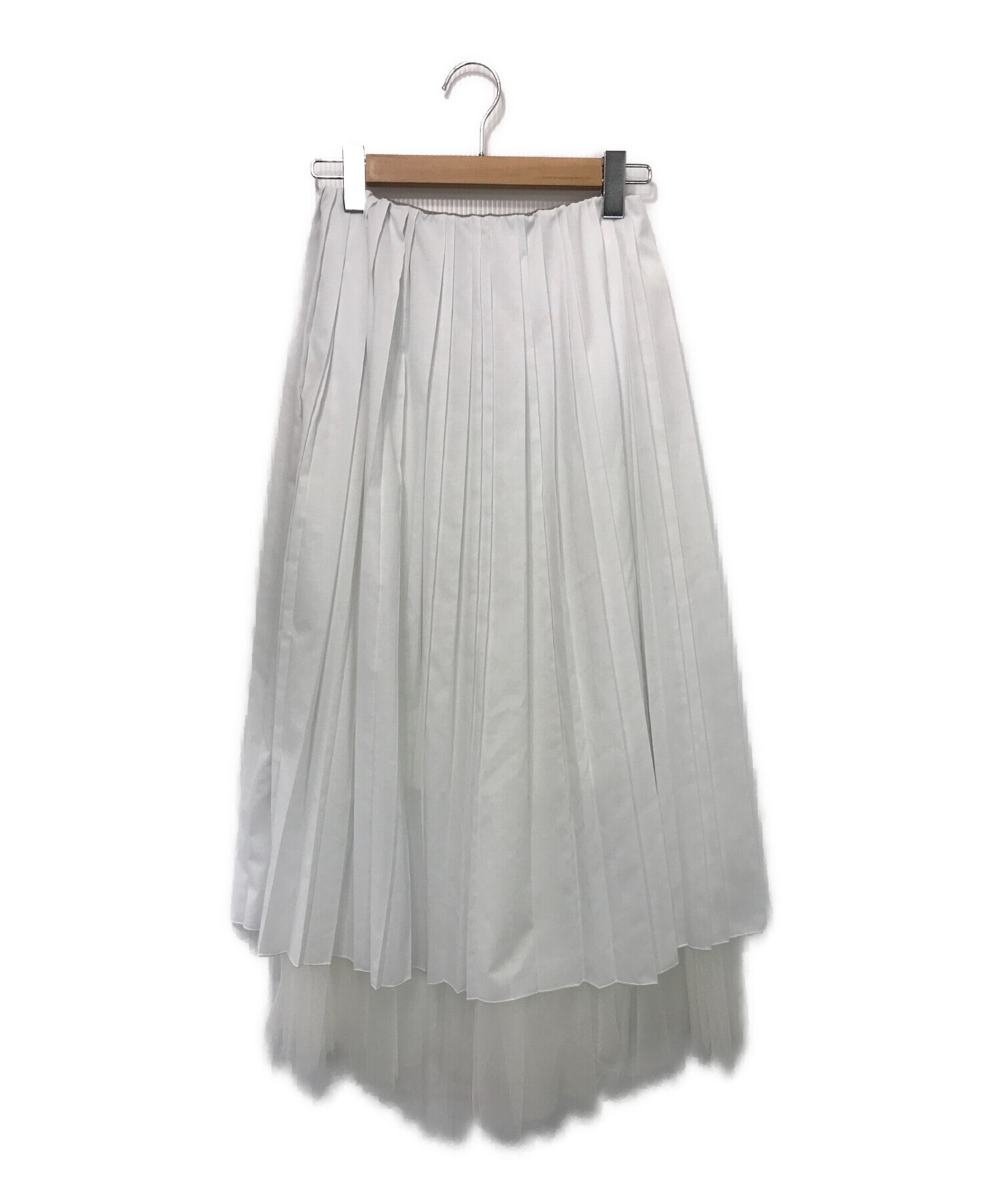 【美品】 ファビアナフィリッピ プリーツ裾チュールスカート ホワイト