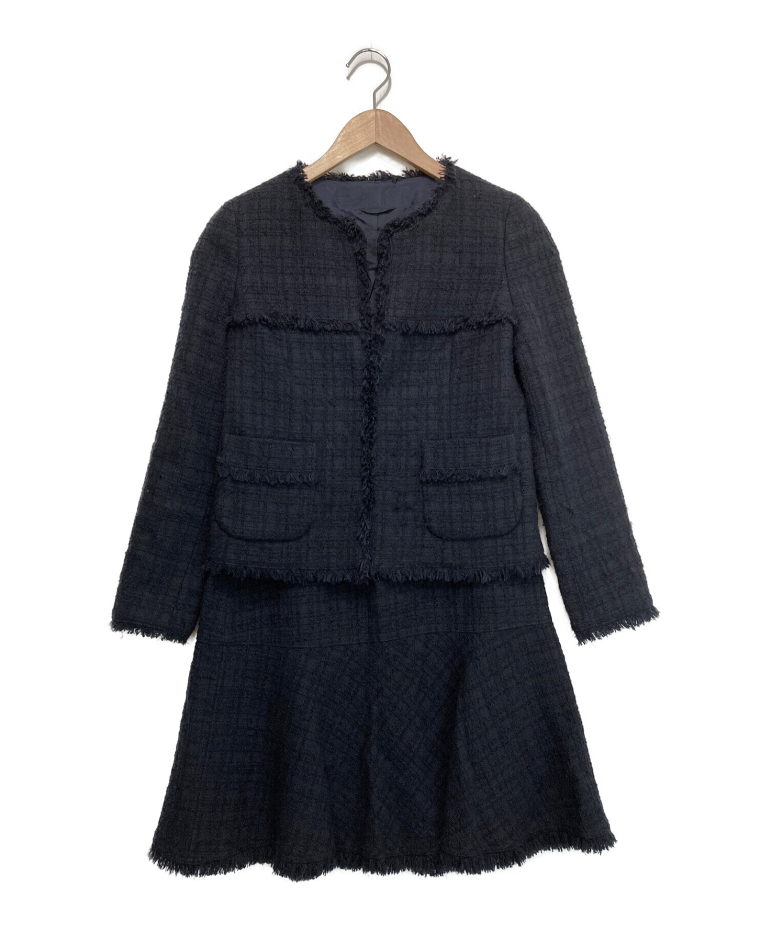 中古・古着通販】ANAYI (アナイ) ツイードセットアップスーツ ネイビー 