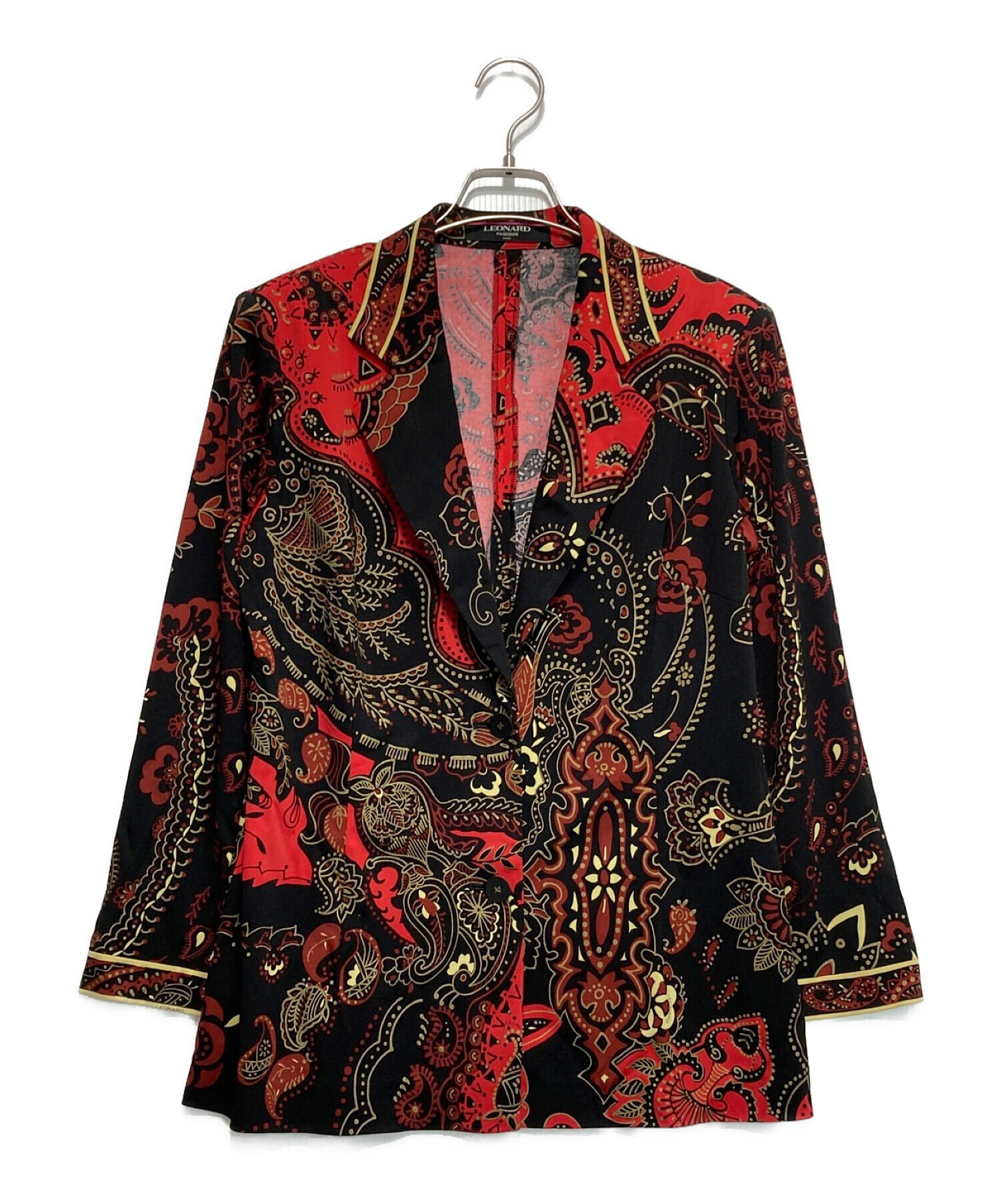 レオナール LEONARD FASHION テーラードジャケット シルク 花柄 総裏地 
