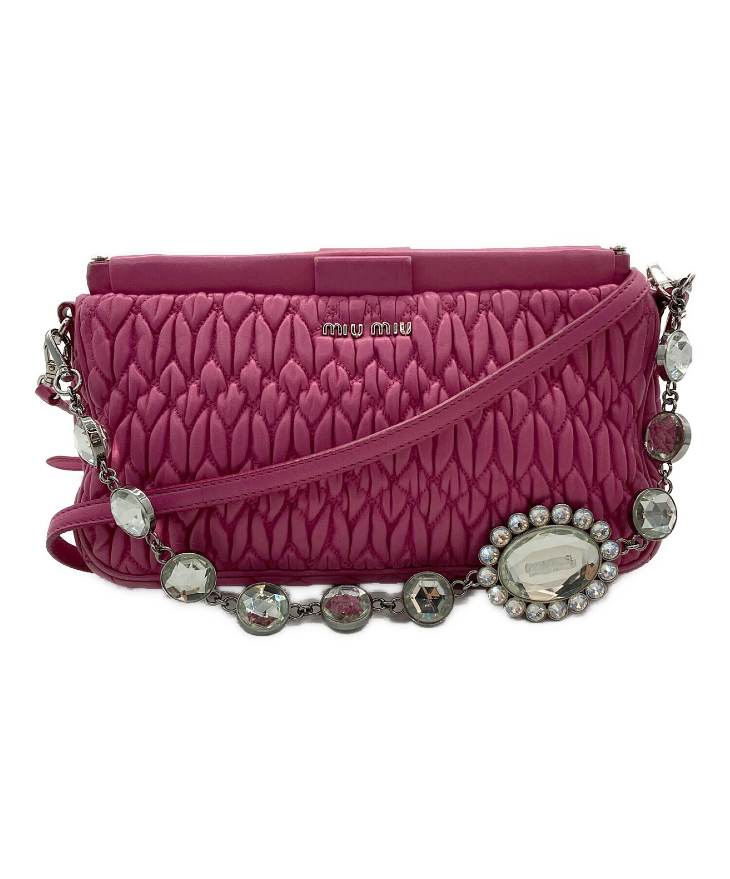 miu miu NAPPA CRYSTAL マテラッセレザー ピンクパープル