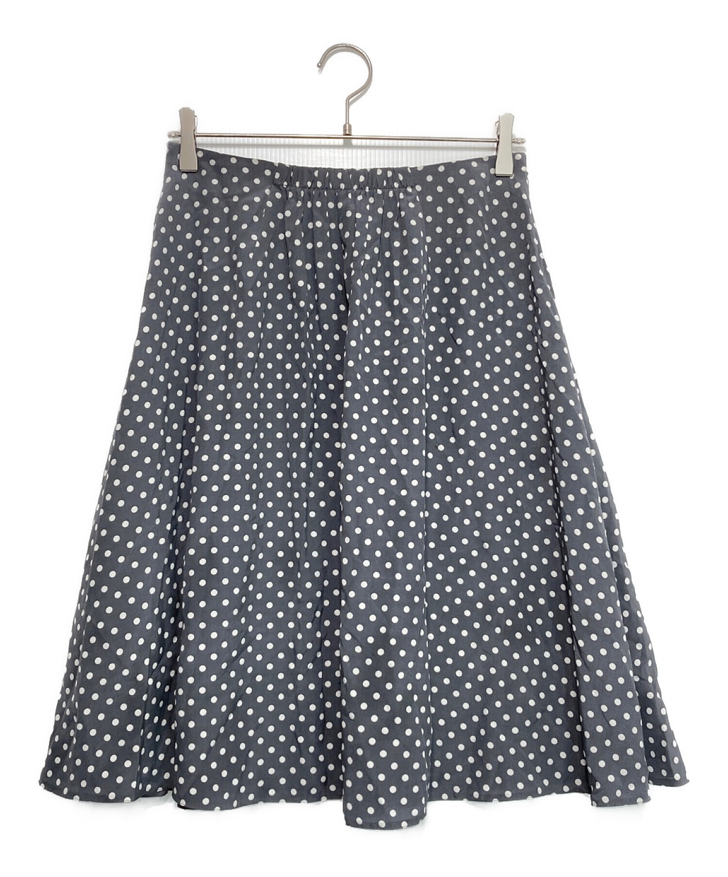 中古・古着通販】PRADA (プラダ) シルク ドットフレアスカート グレー  