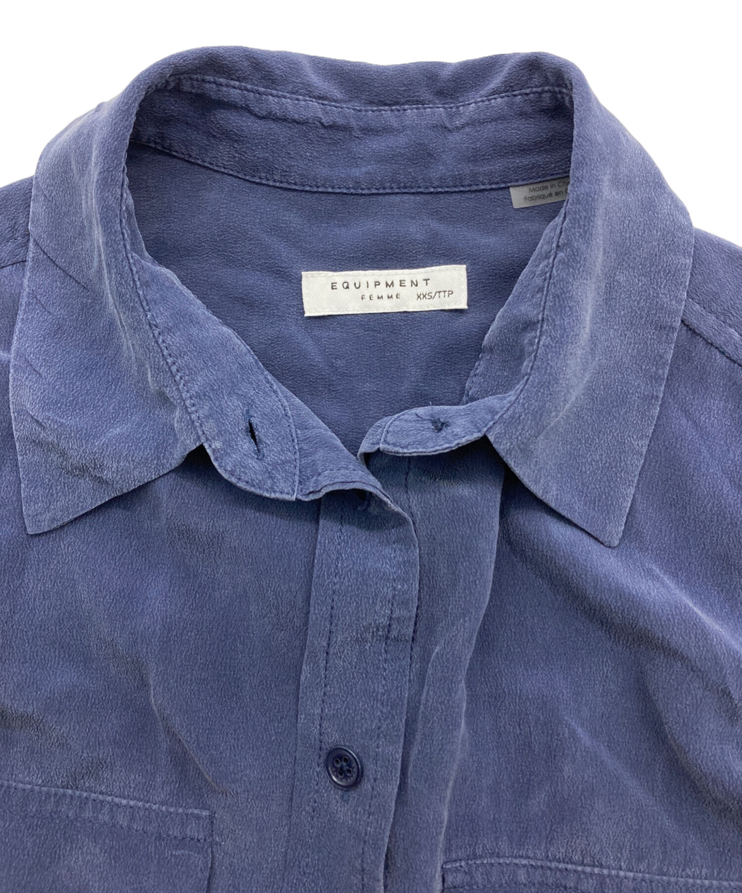 中古・古着通販】EQUIPMENT (エキップモン) シルクシャツ ネイビー 