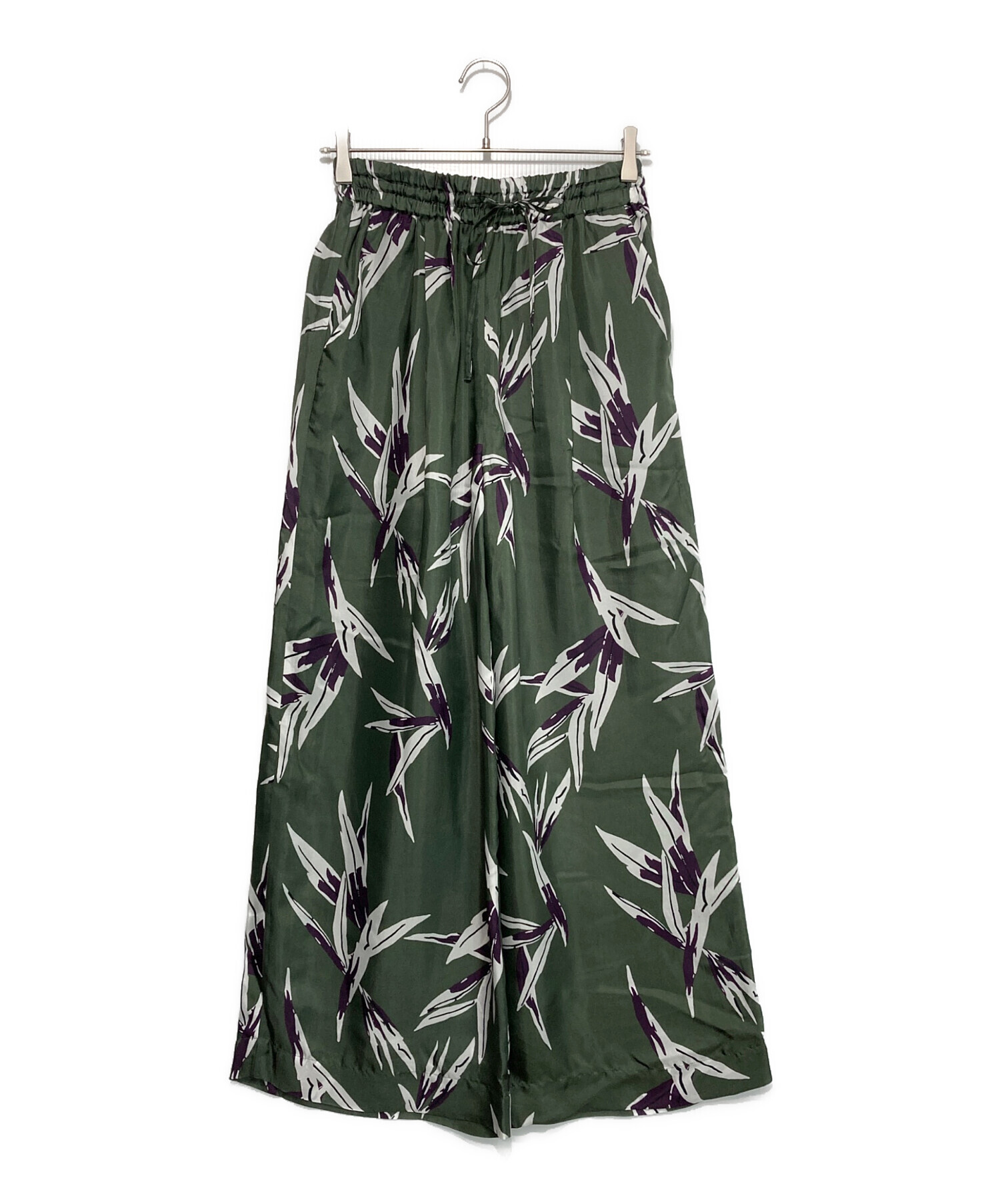 中古・古着通販】SACRA (サクラ) リーフプリントワイドパンツ グリーン  