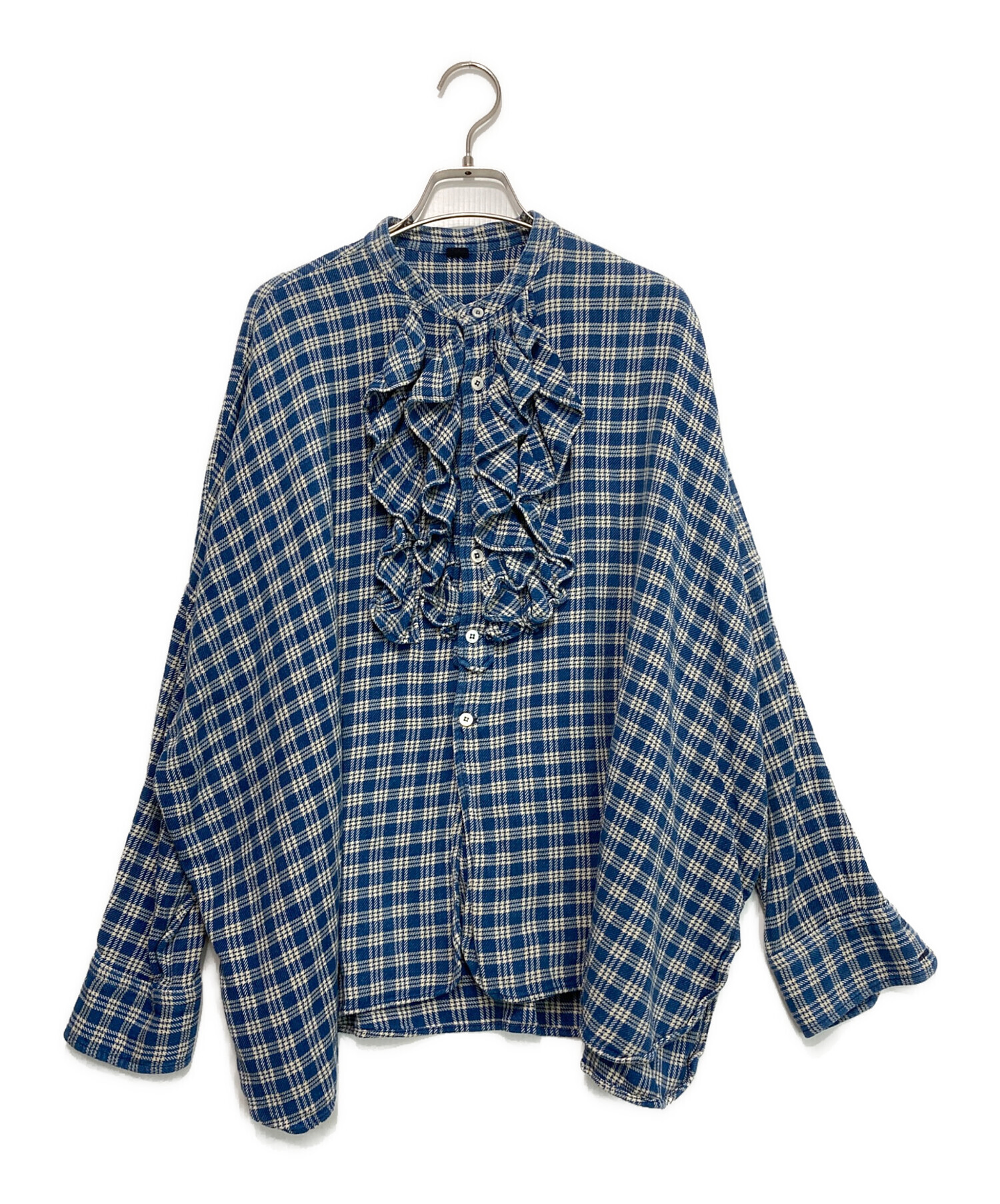 45R チェックフリル使いブラウス