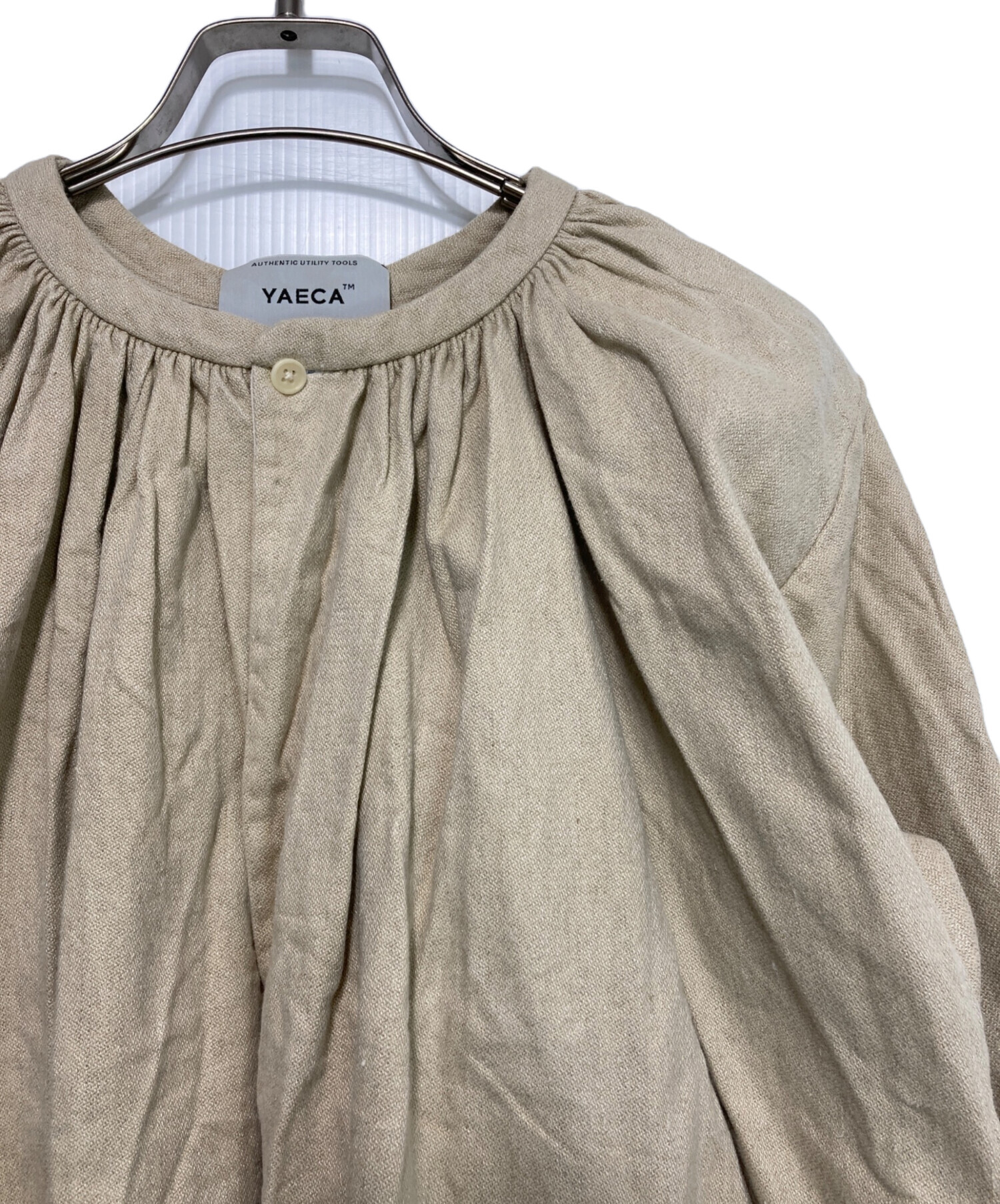 中古・古着通販】YAECA (ヤエカ) ギャザーワンピース ベージュ 