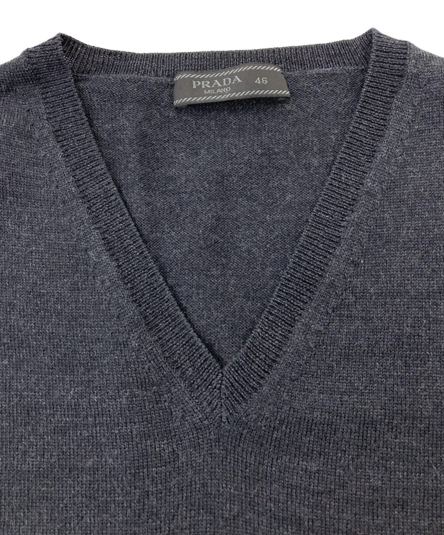 中古・古着通販】PRADA (プラダ) ウールニットベスト グレー サイズ:46 