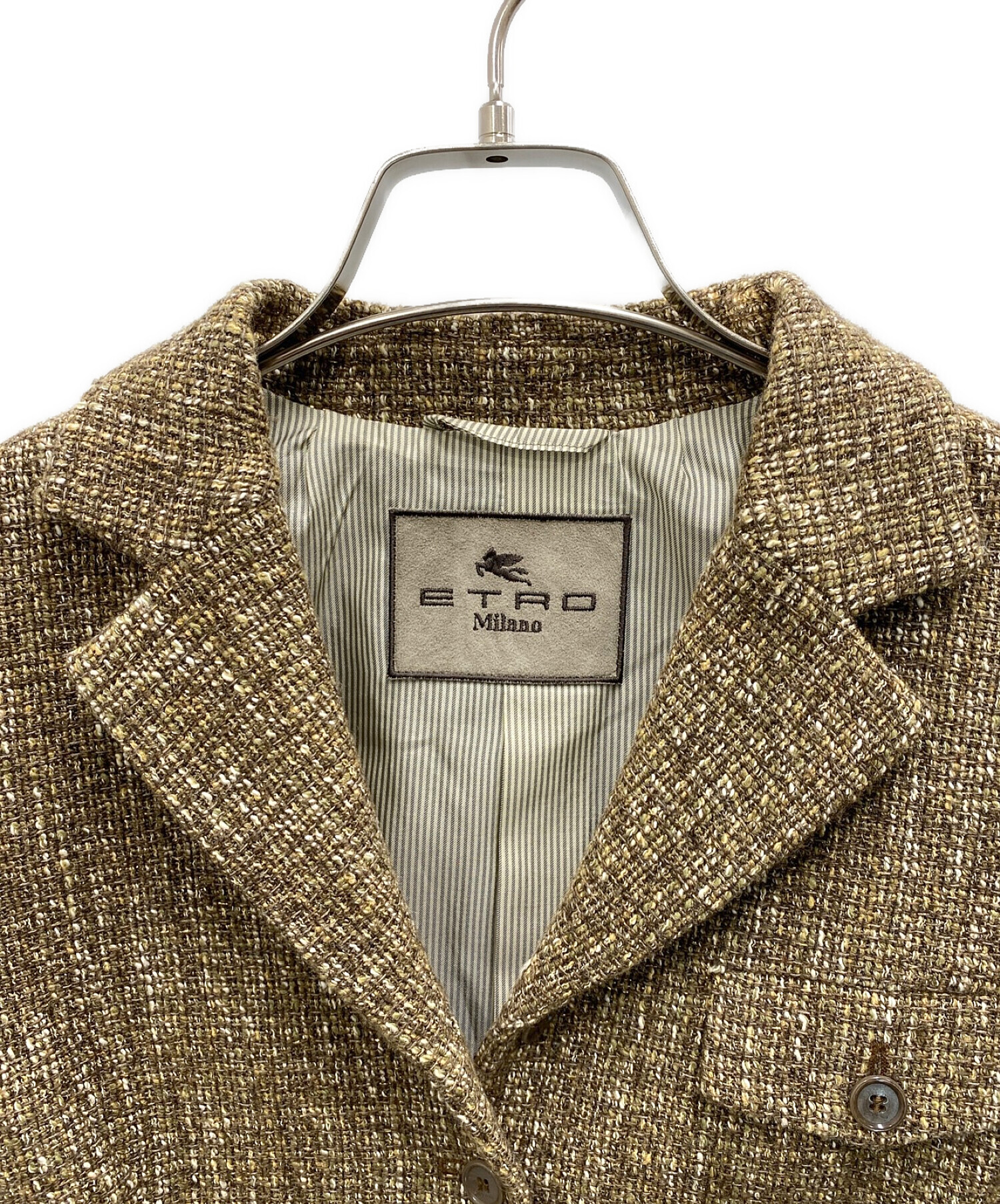 中古・古着通販】ETRO (エトロ) ツイードジャケット ベージュ サイズ 