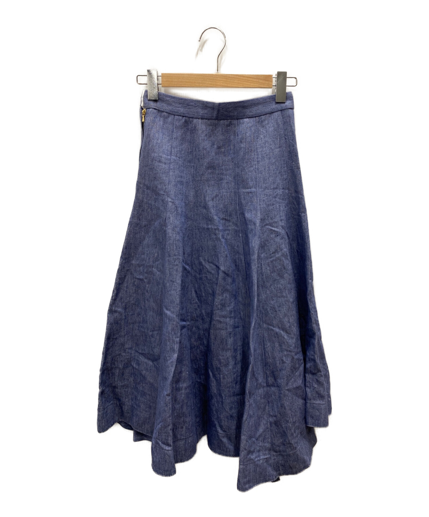 BLAMINK (ブラミンク) リネンコットンデニムフレアスカート ブルー サイズ:S