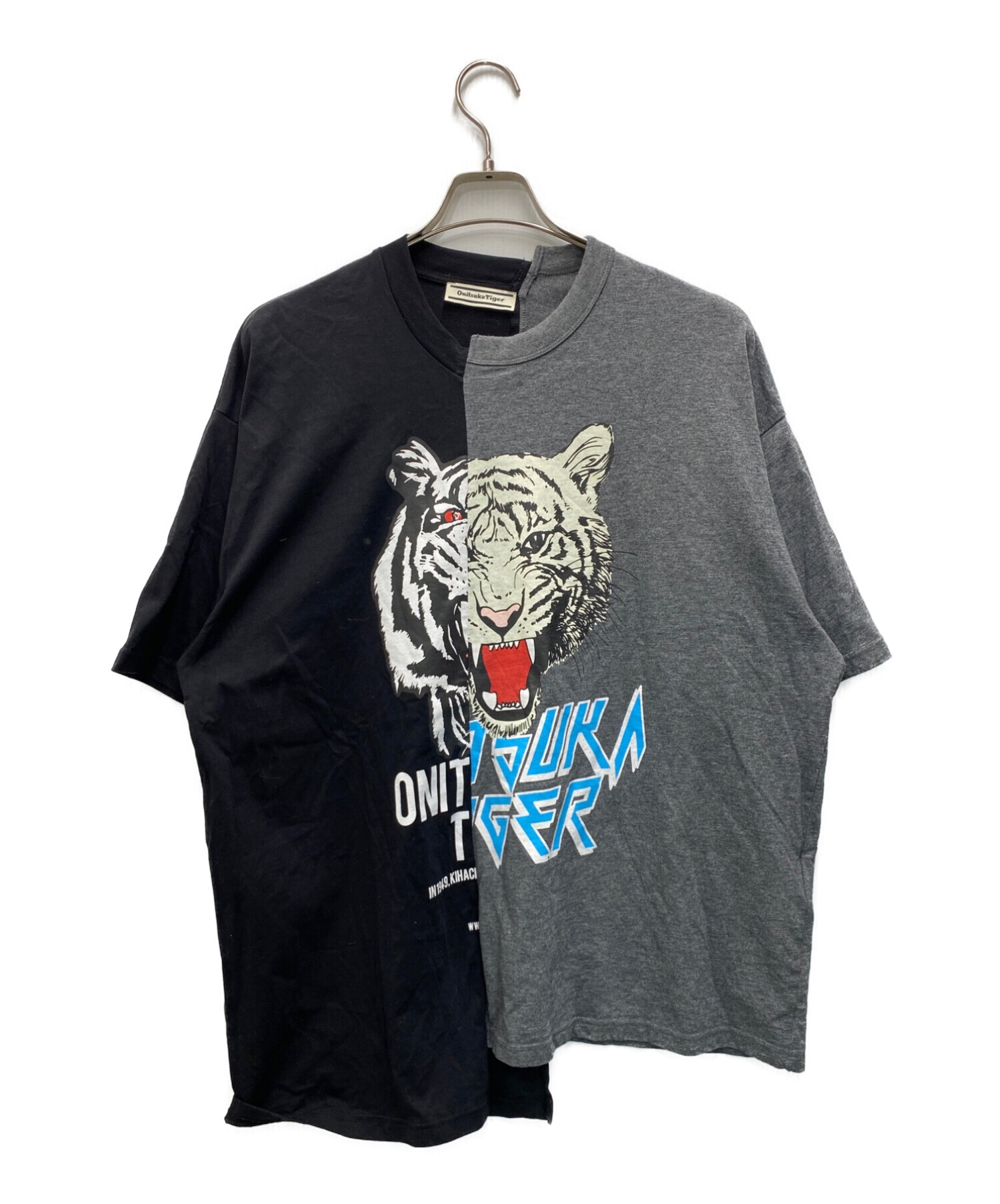 Onitsuka Tiger (オニツカタイガー) 切替デザインTシャツ グレー サイズ:XL