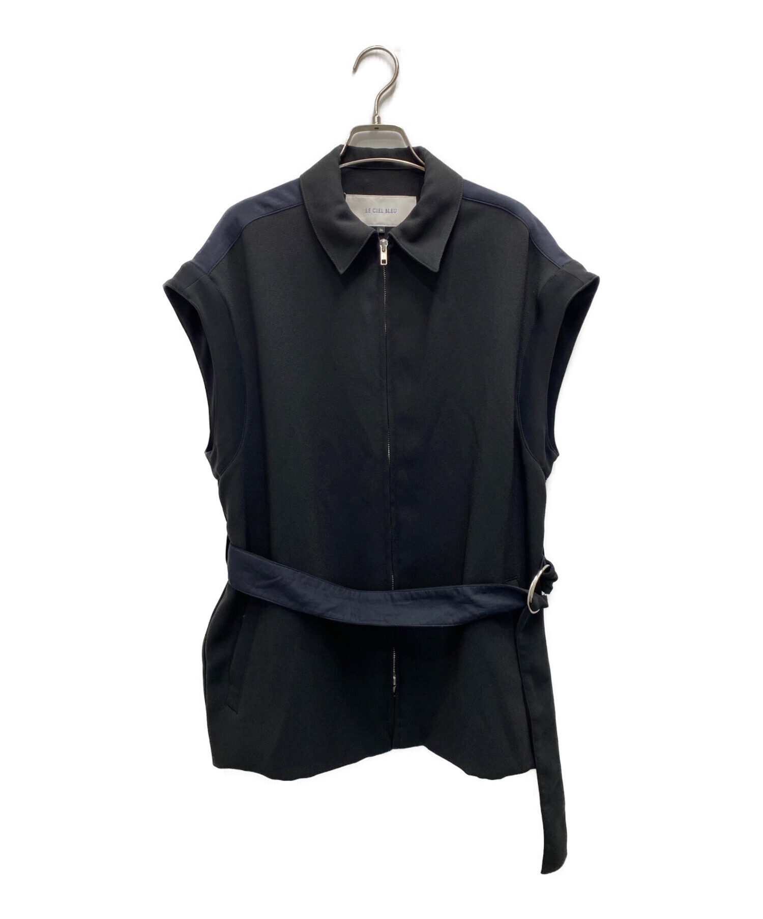 【値下げ】ルシェルブルー　Collar Zip Up Dress ブラック 36