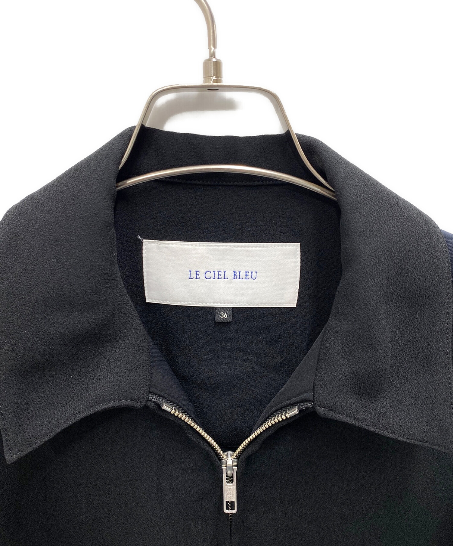 LE CIEL BLEU (ルシェルブルー) Collar Zip Up Dress ブラック サイズ:36