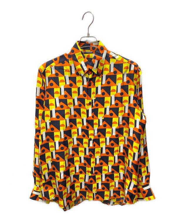 中古・古着通販】PRADA (プラダ) シルク柄シャツ イエロー×ブラック 