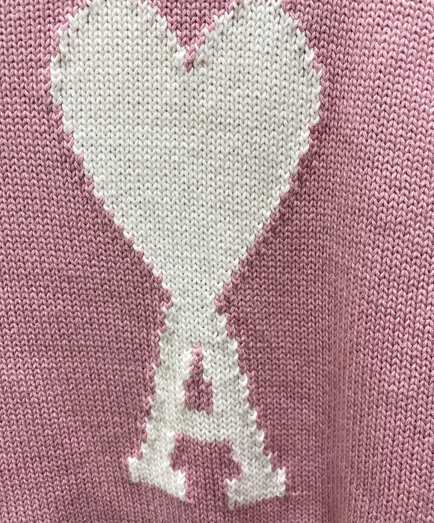 AMI Alexandre Mattiussi (アミ アレクサンドル マテュッシ) ハート刺繍ニット ピンク サイズ:xs