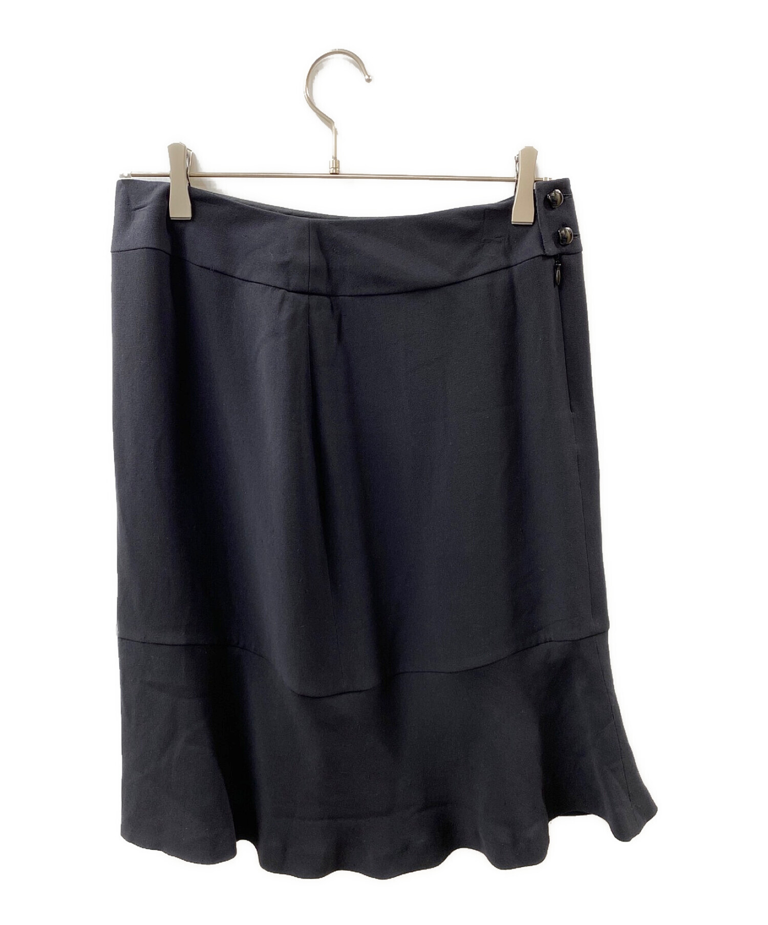 中古・古着通販】CHANEL (シャネル) シルクフレアスカート ブラック  