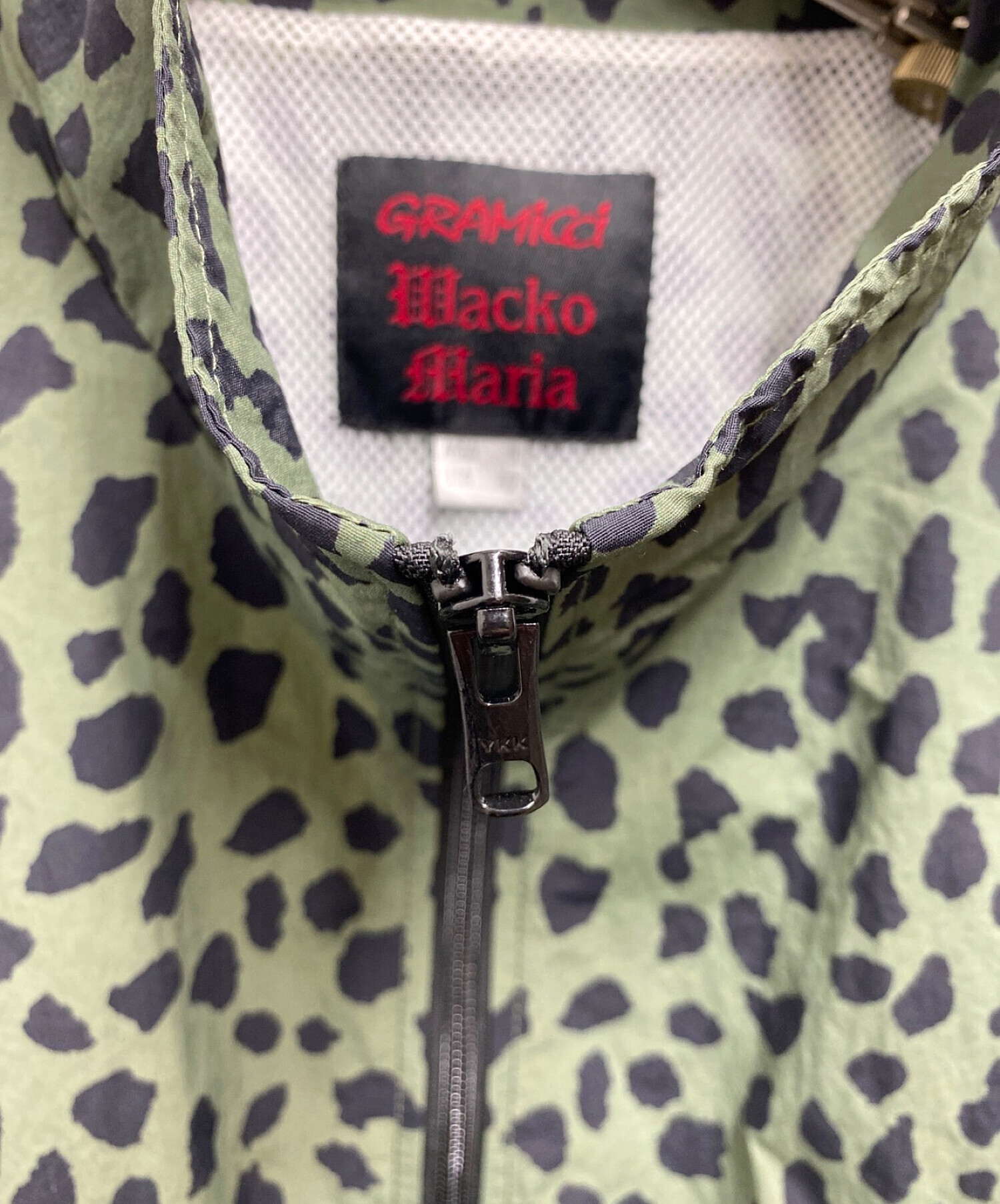 GRAMICCI (グラミチ) WACKO MARIA (ワコマリア) レオパードトラックジャケット ブラック×グリーン サイズ:S