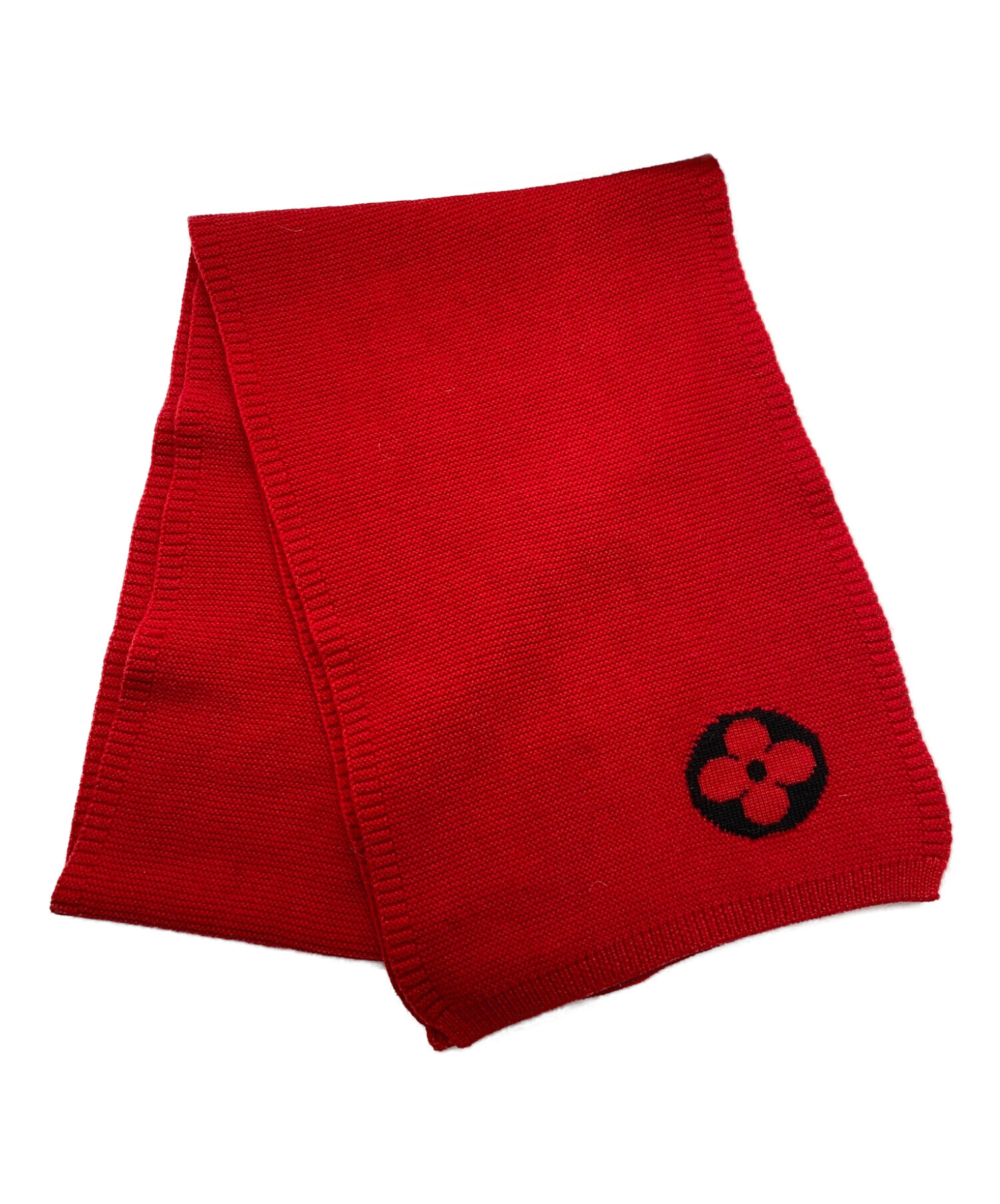 【美品】ルイヴィトン／エシャルプ バローダ マフラー M71295／レッド ヴィトン M71295 エシャルプ バローダ マフラー カシミヤ レッド