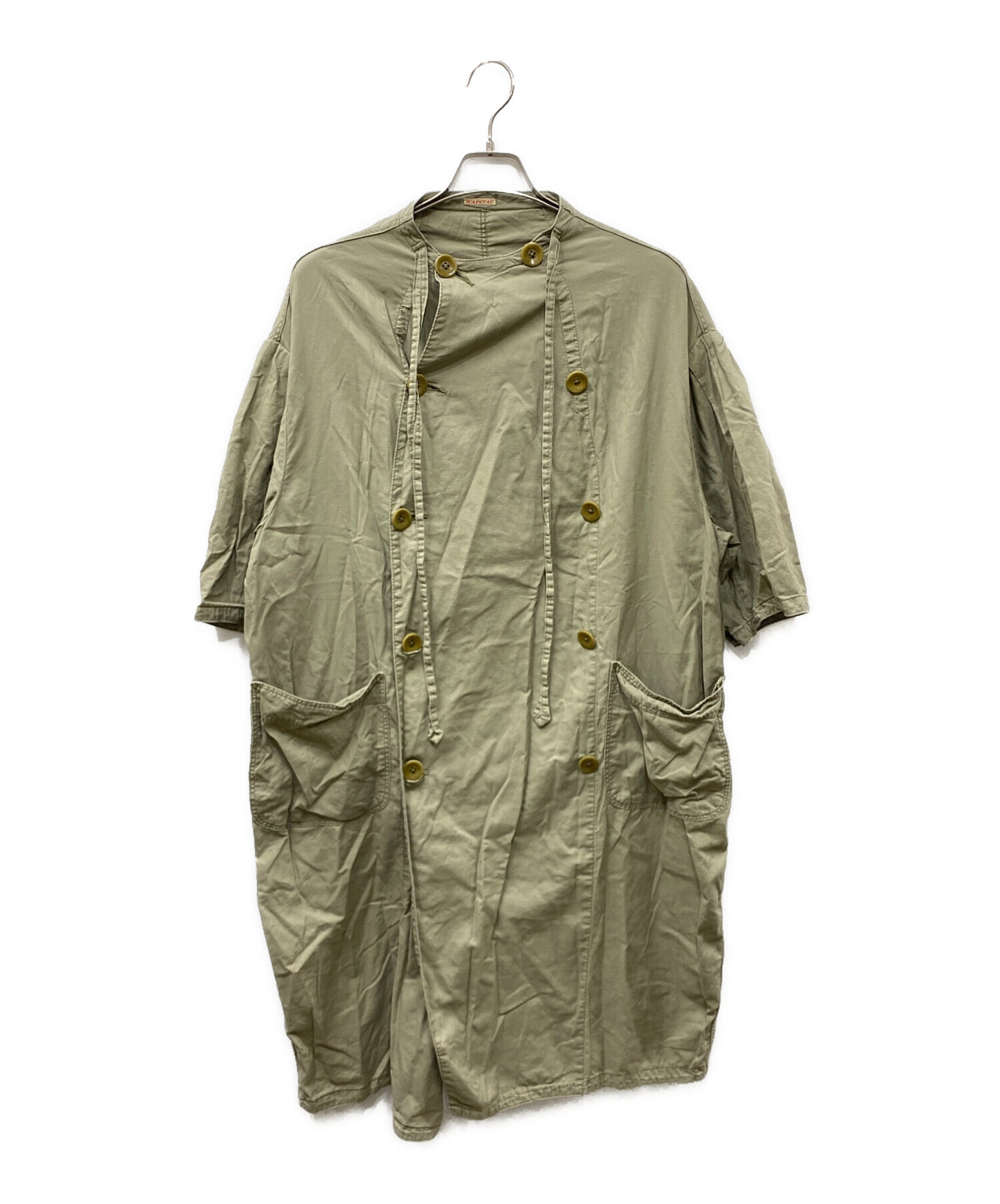 中古・古着通販】KAPITAL (キャピタル) ノーカラーコート オリーブ 