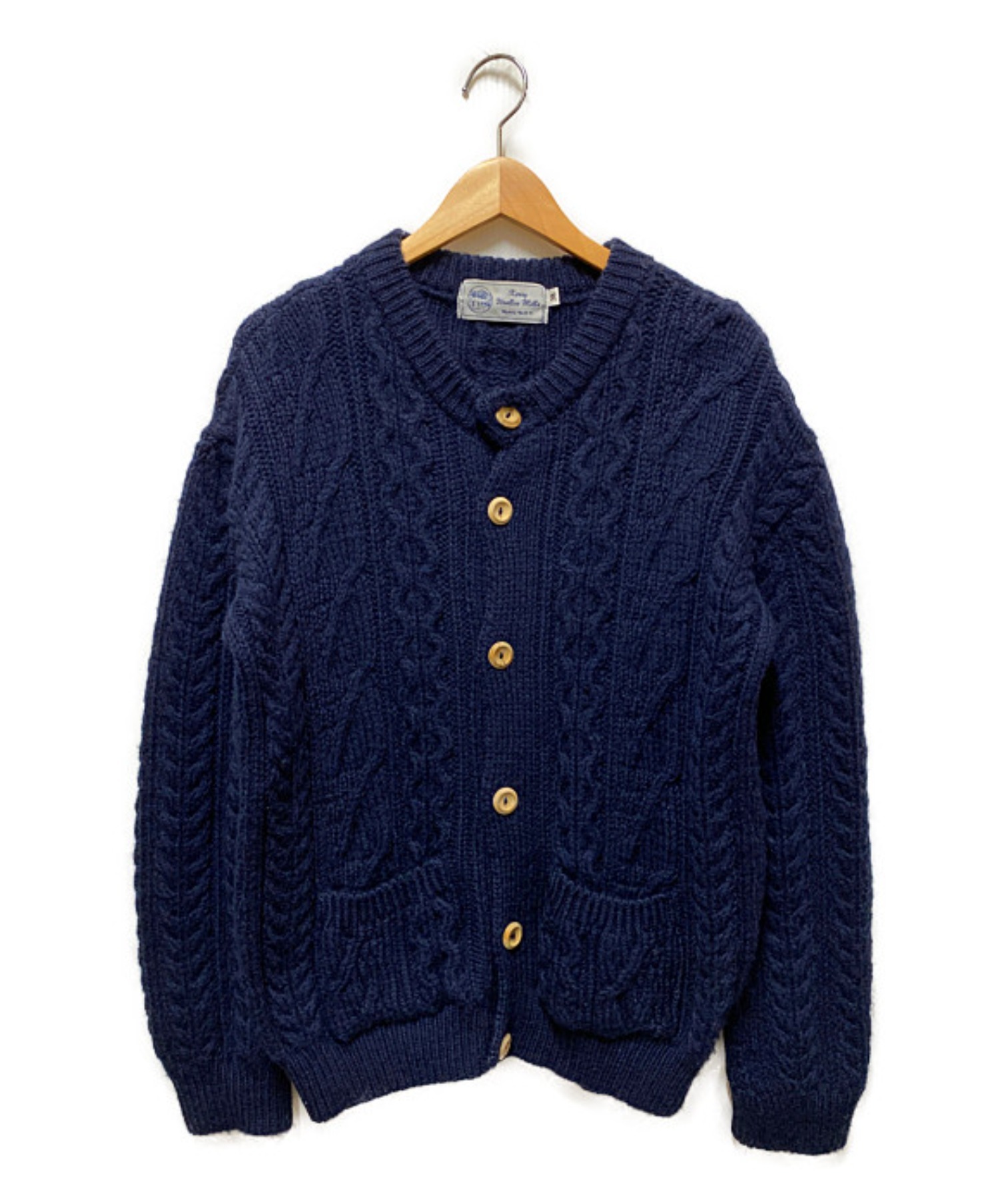 kenny woollen mills (ケニーウーレンミルズ) アランニットカーディガン ネイビー サイズ:38